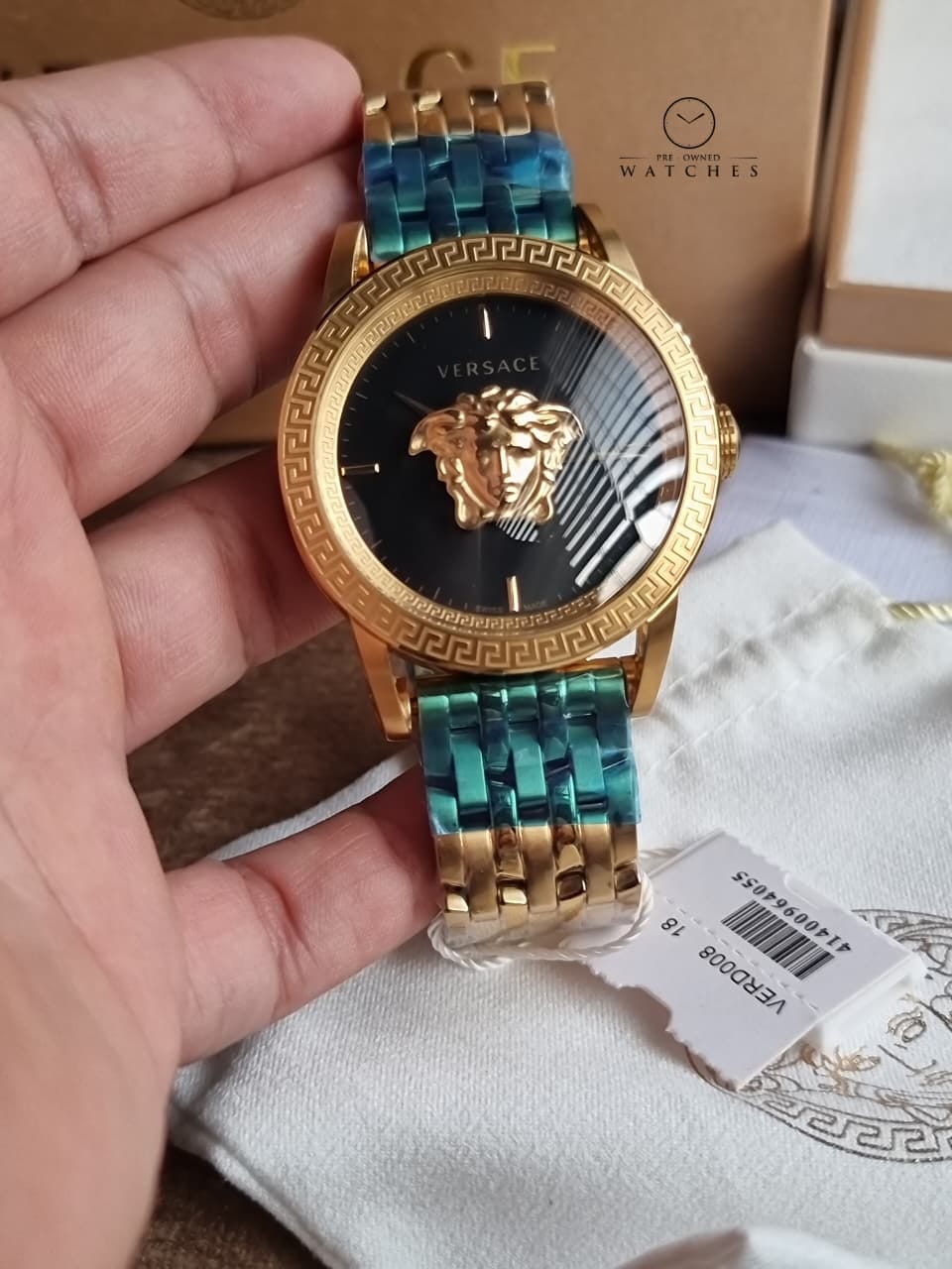 Versace Palazzo Empire Black 43mm Dial Gold Steel Strap Watch for Men - VERD00818