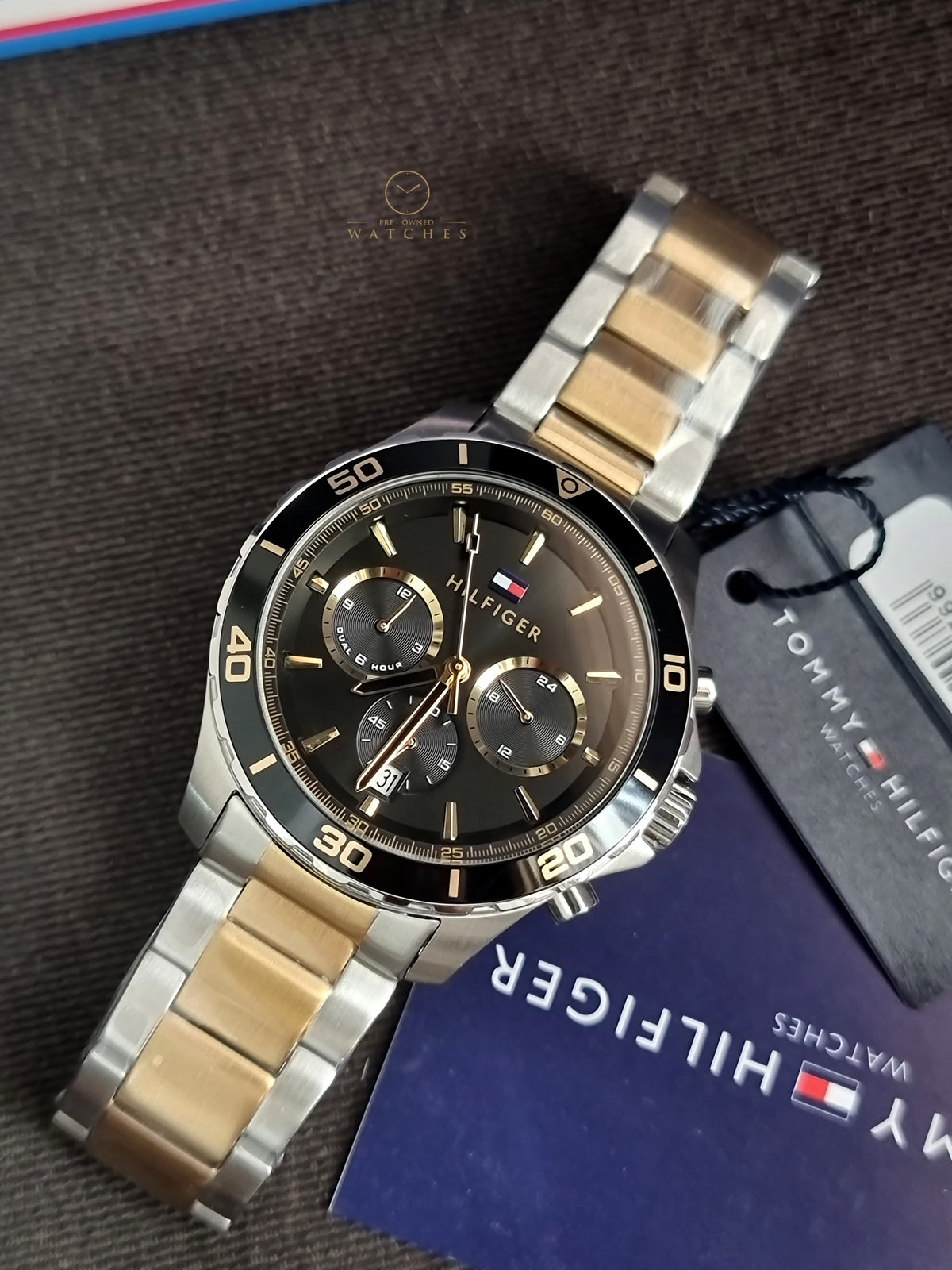 Tommy Hilfiger Jordan 1792095 Black Dial Two-Tone Steel Bracelet Men's Watch