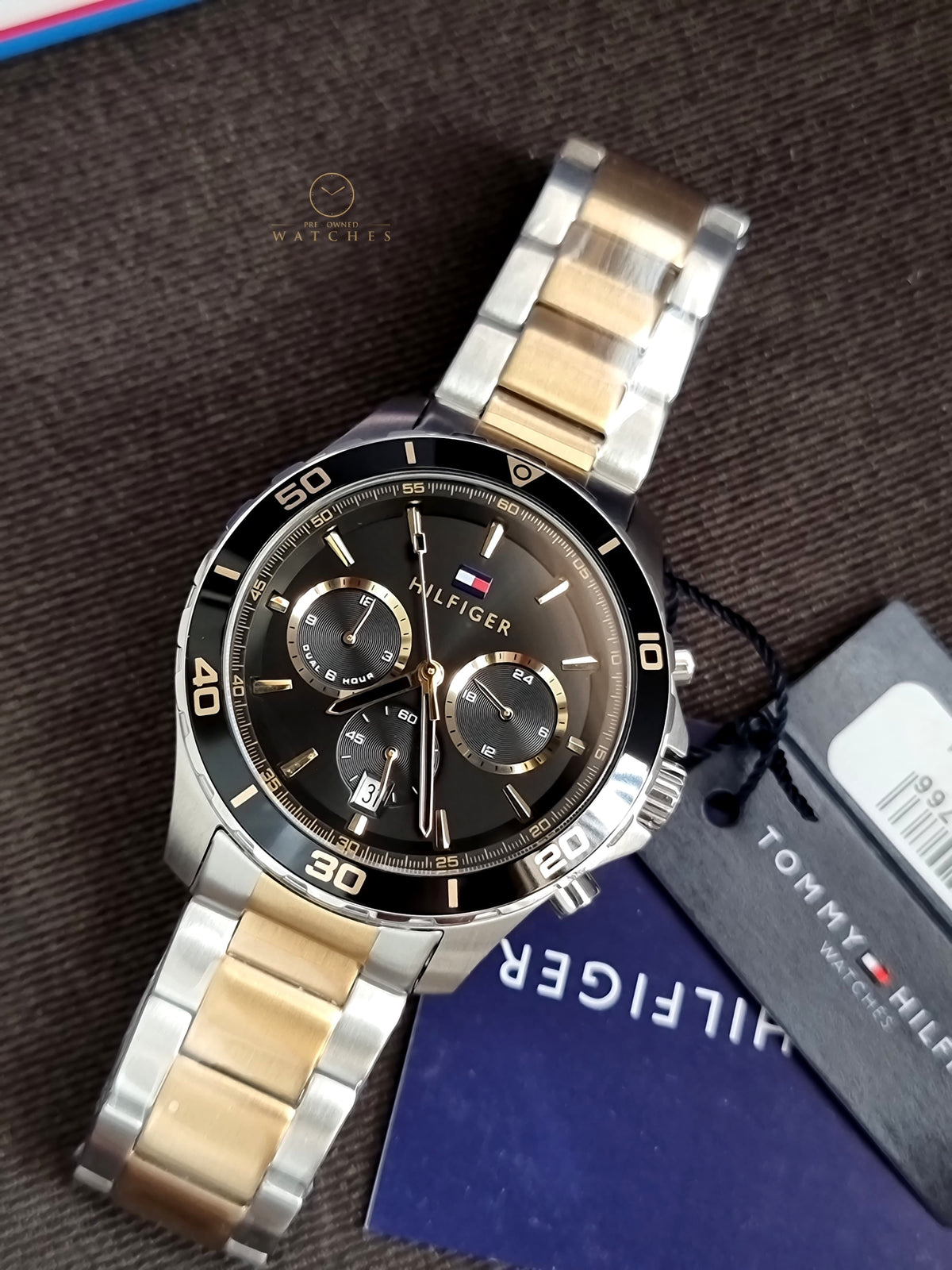 Tommy Hilfiger Jordan 1792095 Black Dial Two-Tone Steel Bracelet Men's Watch