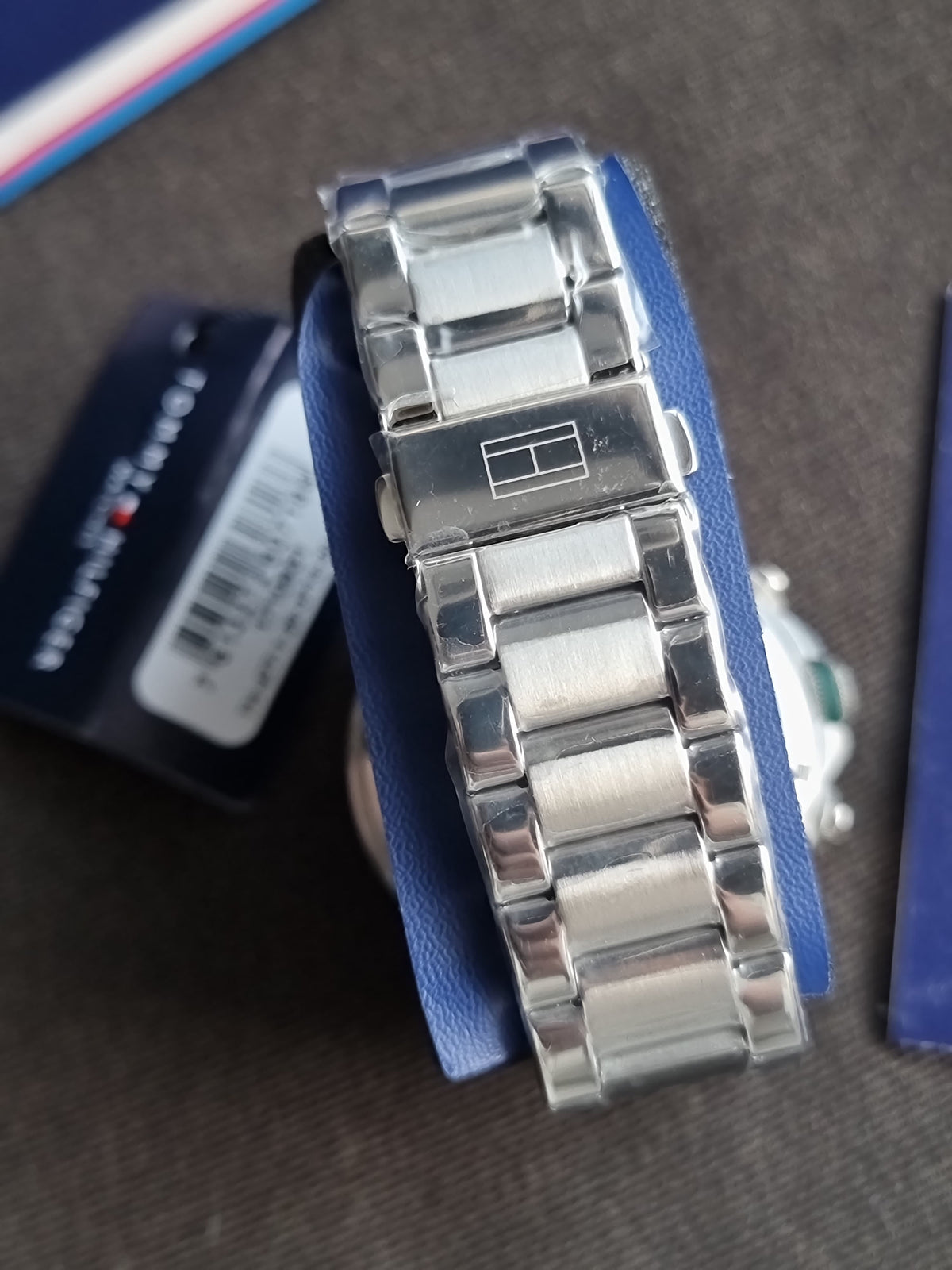 Tommy Hilfiger Silver Stainless Steel Green Dial Chronograph Quartz Watch for Gents 1710651