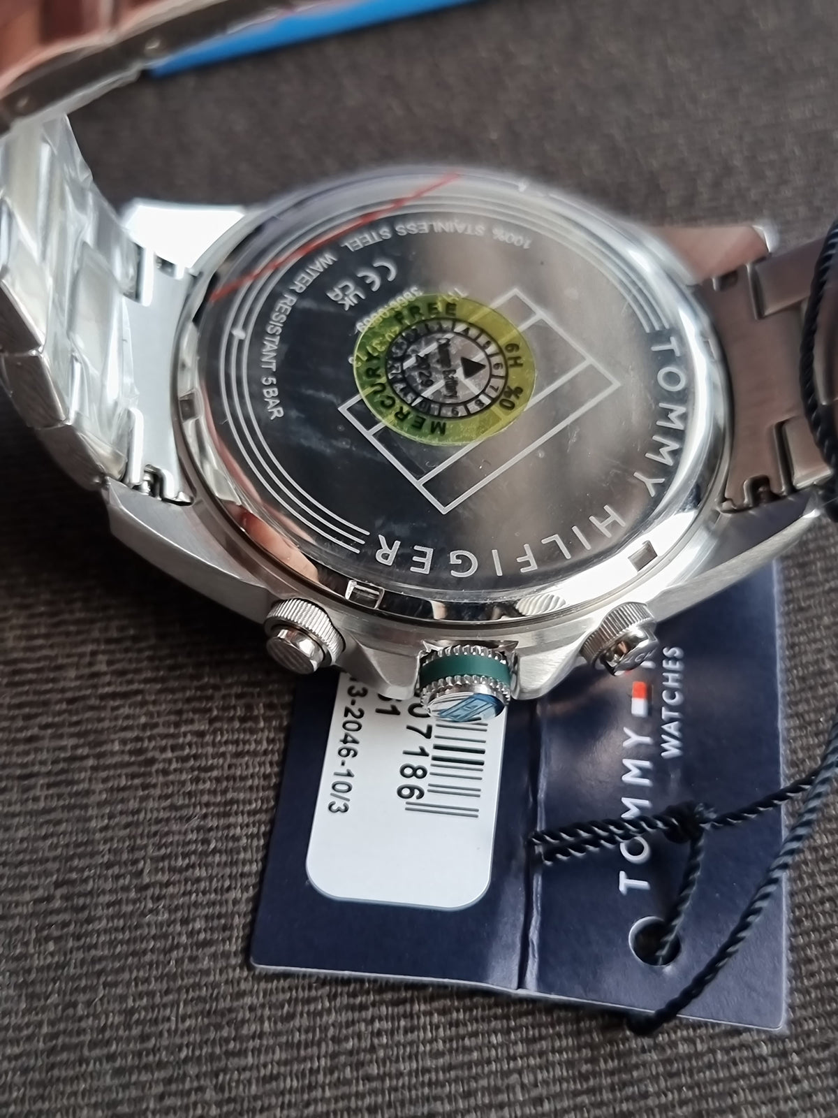 Tommy Hilfiger Silver Stainless Steel Green Dial Chronograph Quartz Watch for Gents 1710651