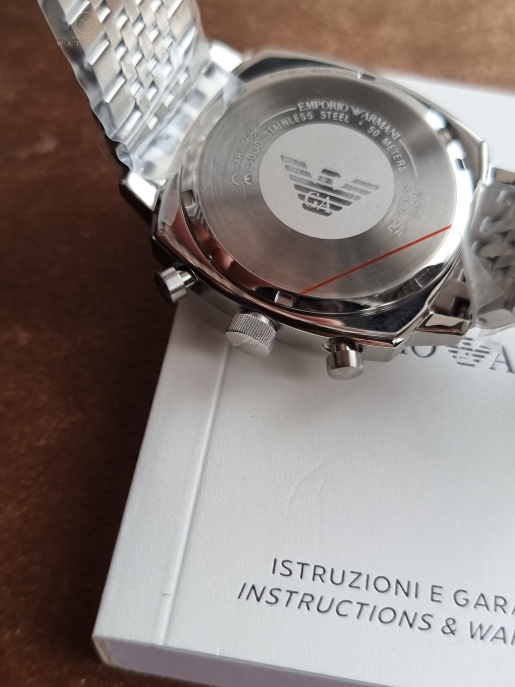 Emporio Armani Ruggero Silver Stainless Steel Navy Blue Dial Chronograph Quartz Watch for Gents - AR11688