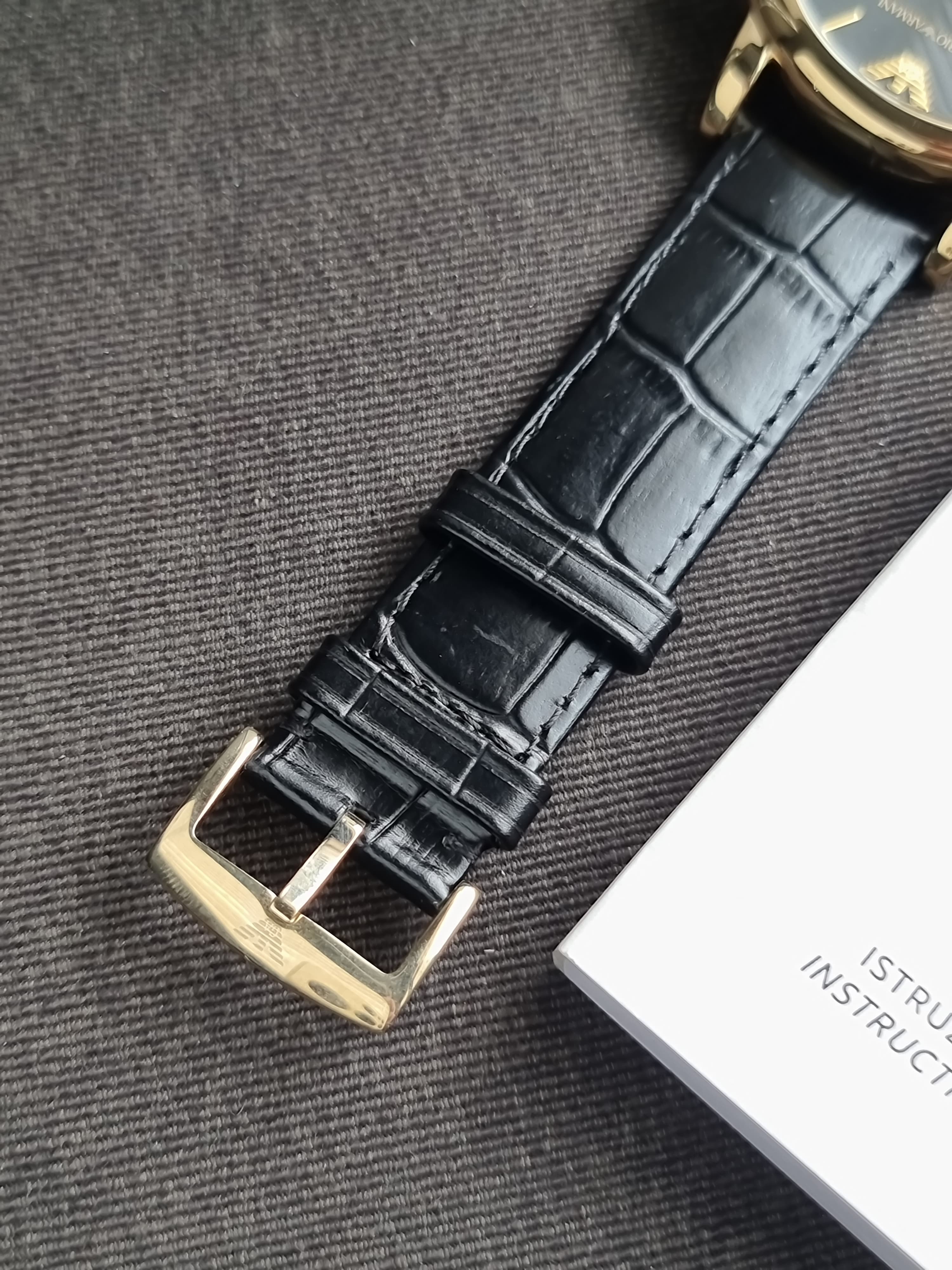 Emporio Armani Men’s Quartz Leather Strap Black Dial 46mm Watch AR1917
