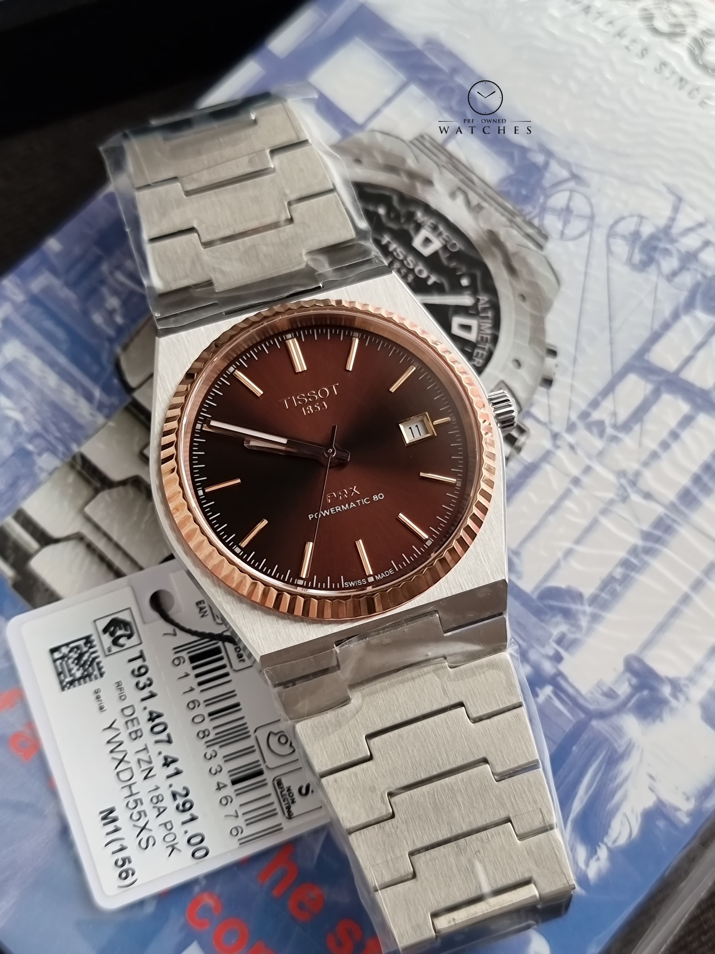 TISSOT PRX Powermatic 80 Gold Brown Dial Men's Watch T931.407.41.291.00