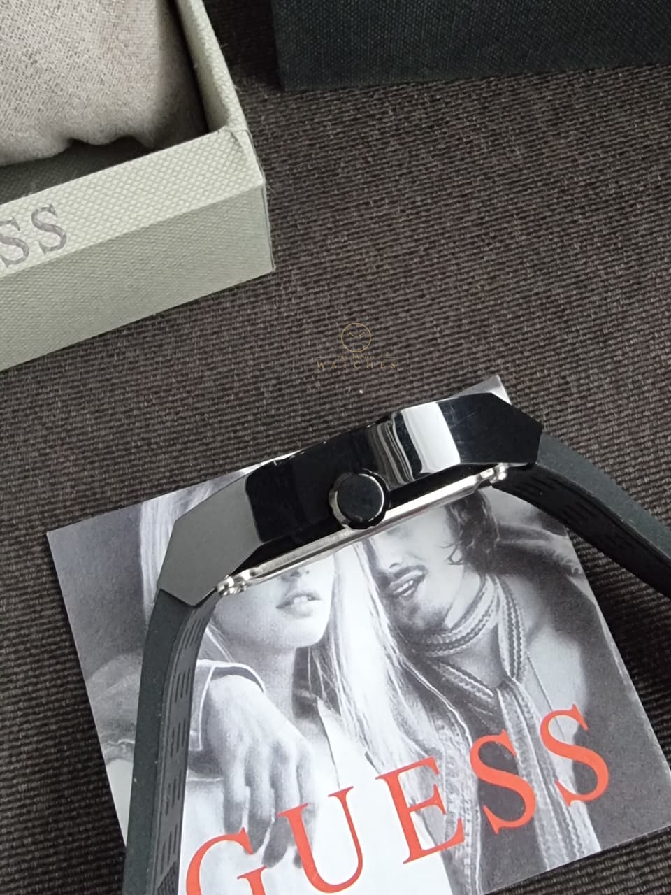 Guess Men’s Quartz Black Silicone Strap Black Dial 43mm Watch GW0857G1