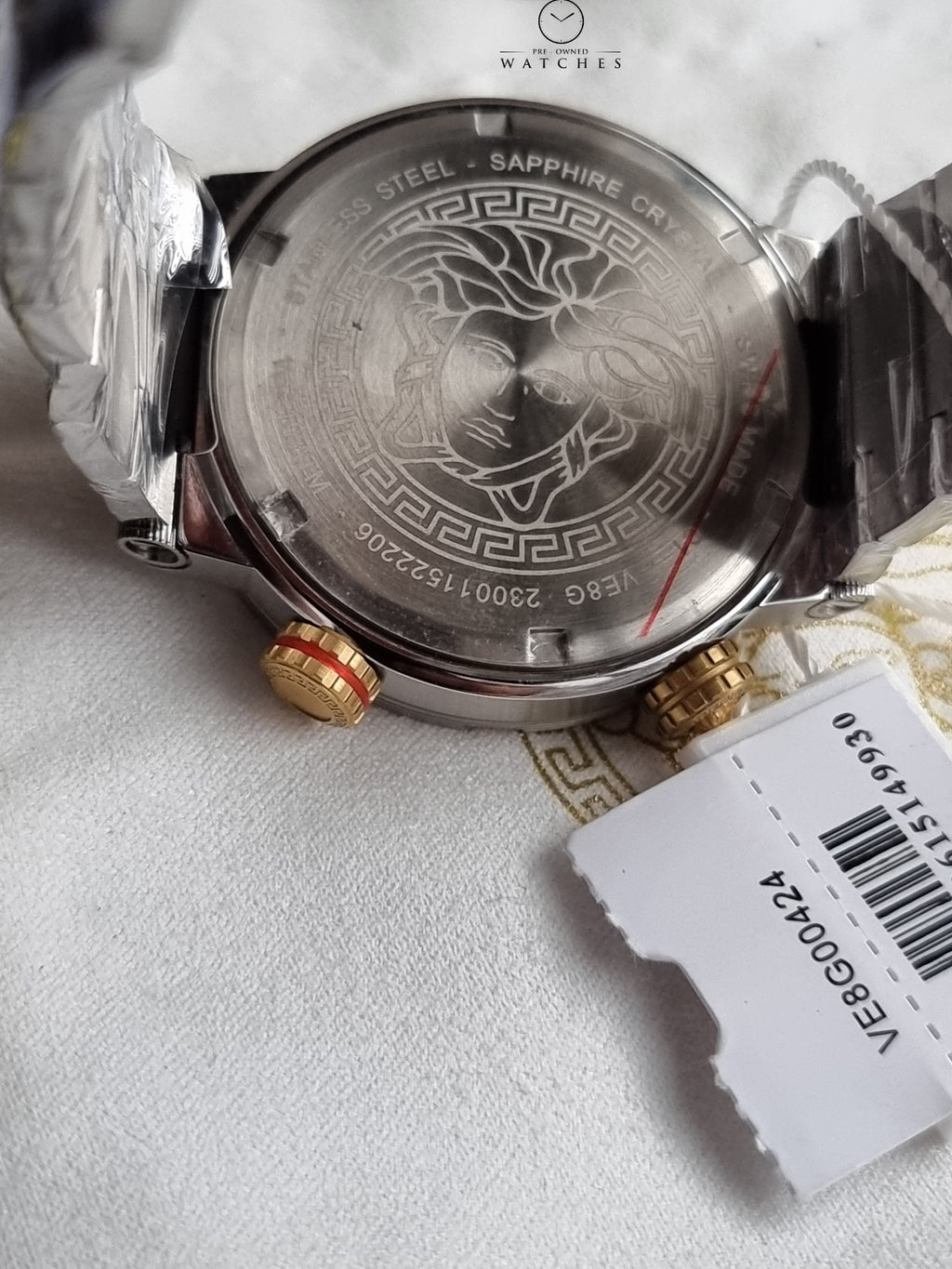 Versace Greca Logo Divers Two-tone Stainless Steel Black 43mm Dial Quartz Watch for Gents - VE8G00424
