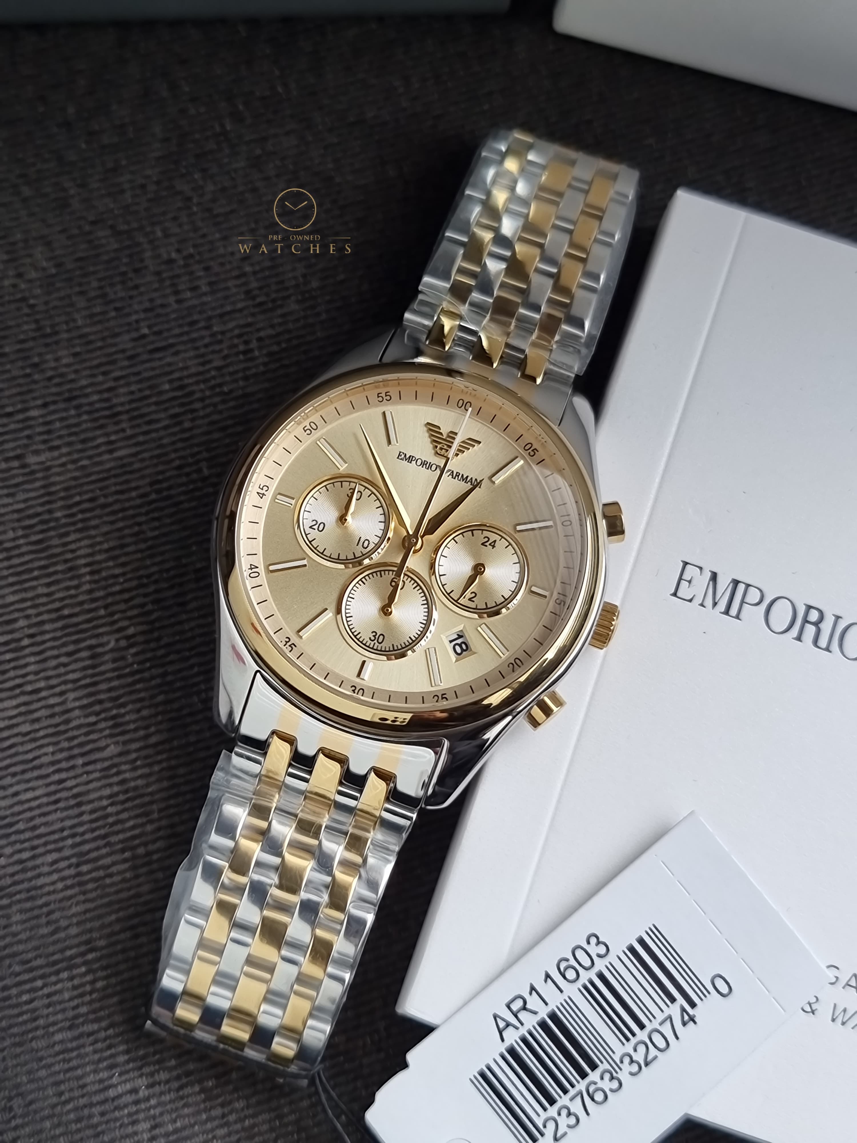 Emporio Armani Men’s Quartz Two-tone Stainless Steel Champagne Dial 41mm Watch AR11603