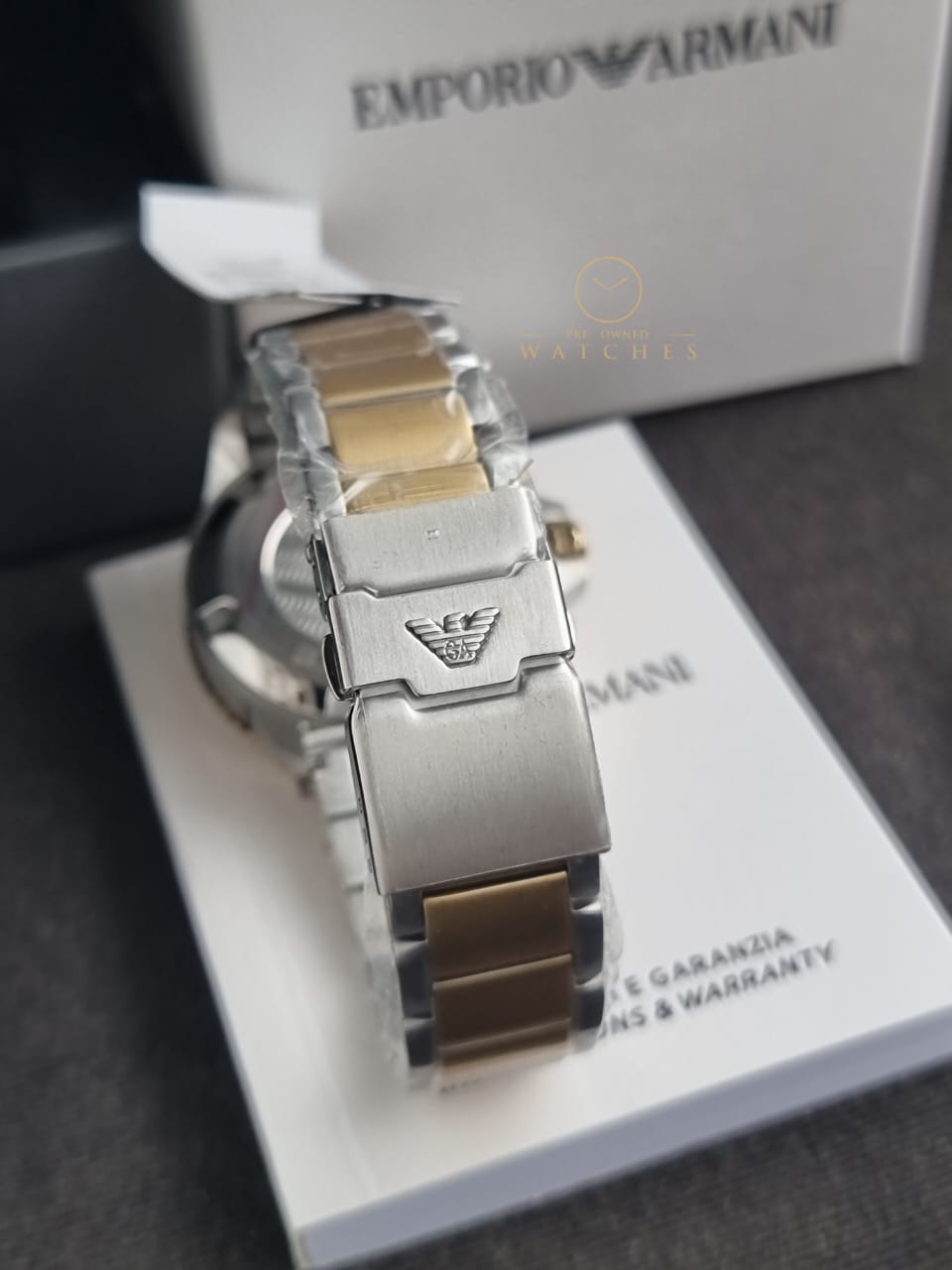 Emporio Armani Men’s Quartz Two-tone Stainless Steel Beige Dial 43mm Watch AR11606