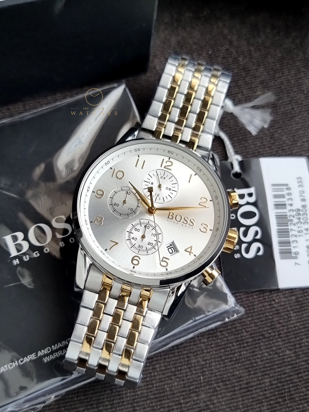 Hugo Boss Men’s Chronograph Quartz Stainless Steel White Dial 44mm Watch 1513499