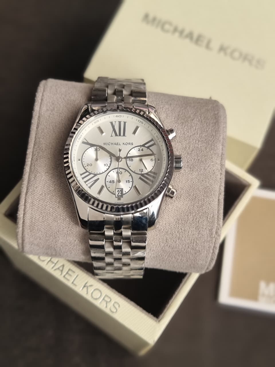 Michael Kors Women’s Quartz Stainless Steel Silver Dial 38mm Watch MK5555