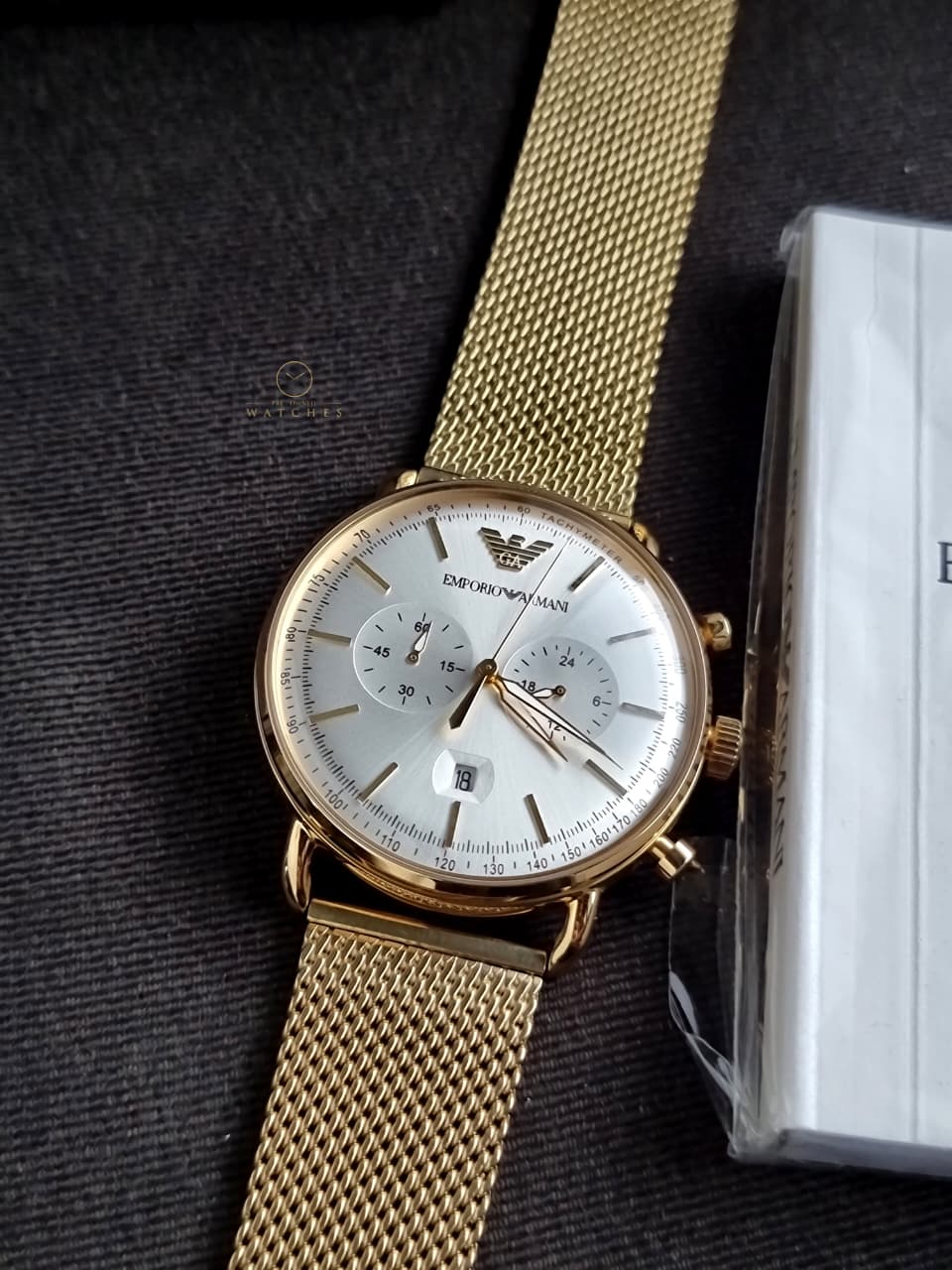 Emporio Armani Men’s Quartz Stainless Steel Beige Dial 43mm Watch AR11315