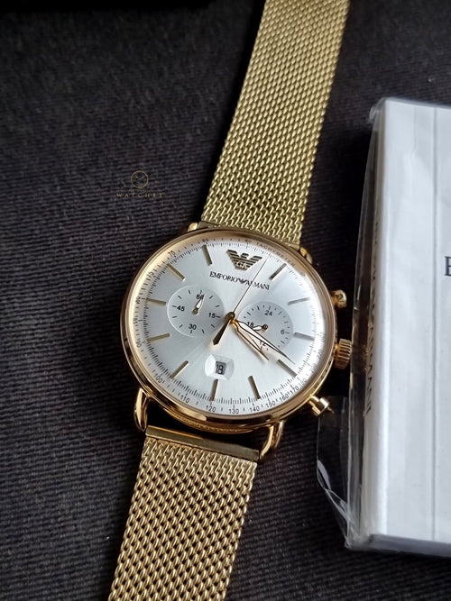 Emporio Armani Men’s Quartz Stainless Steel Beige Dial 43mm Watch AR11315