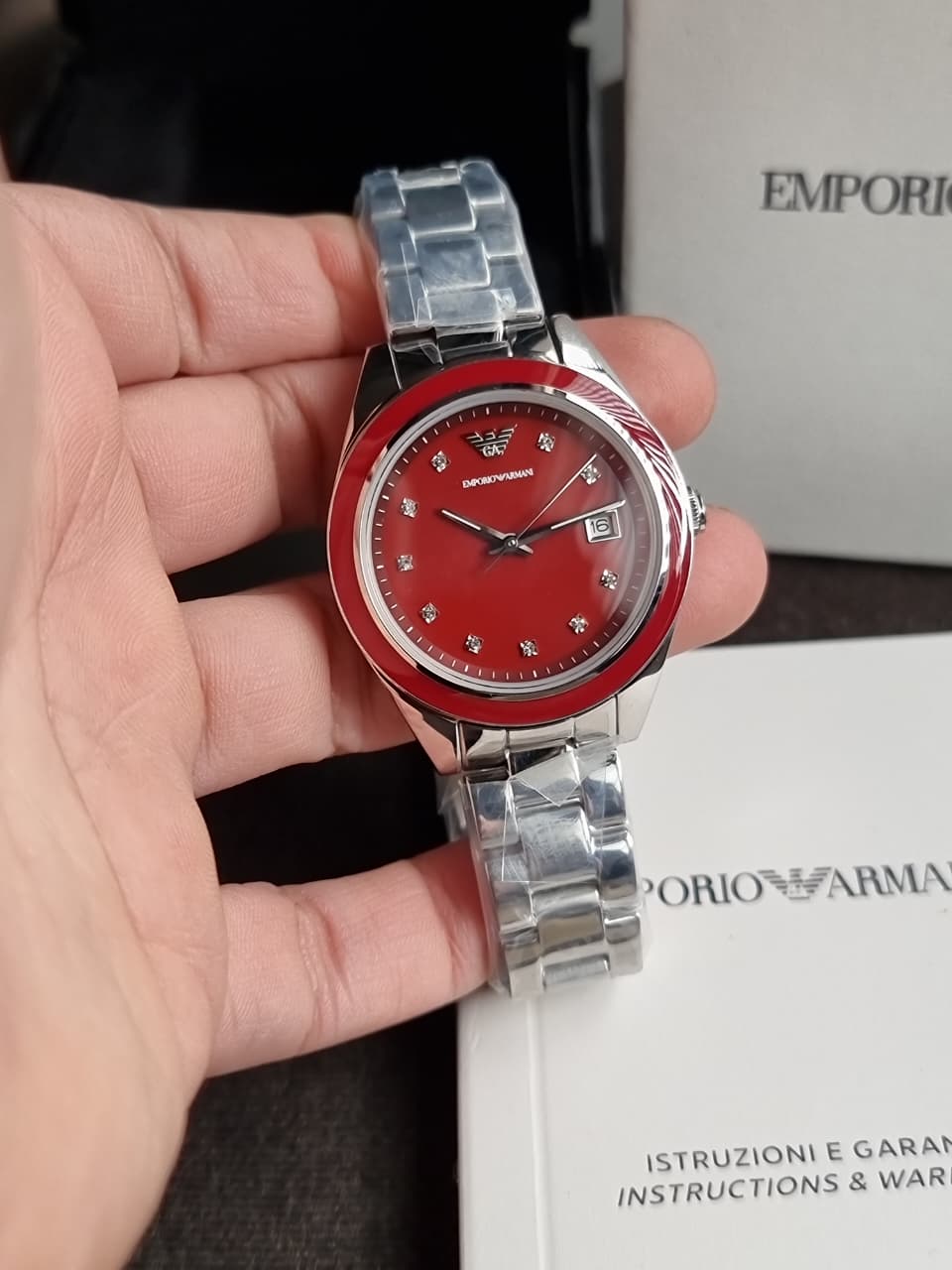 Emporio Armani 36mm Analog Red Dial Women's Watch-AR11544