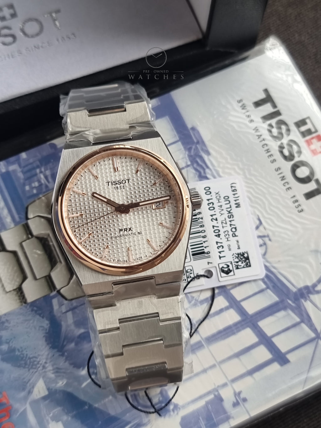 Tissot PRX Powermatic 80 Grey Stainless Steel Silver Dial Automatic Watch for Men's T137.407.21.031.00