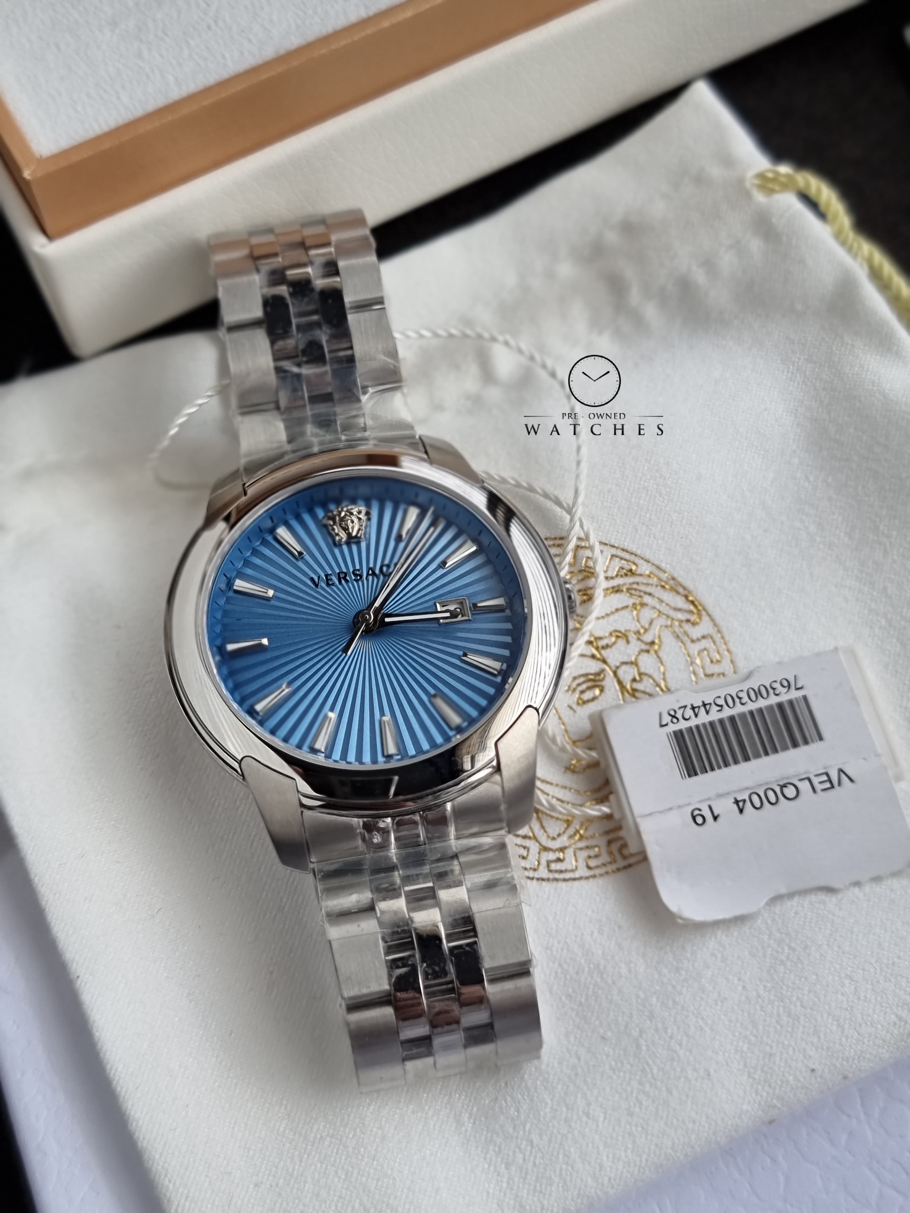 Versace Men’s Quartz Swiss Made Silver Stainless Steel Blue Dial 42mm Watch VELQ00419