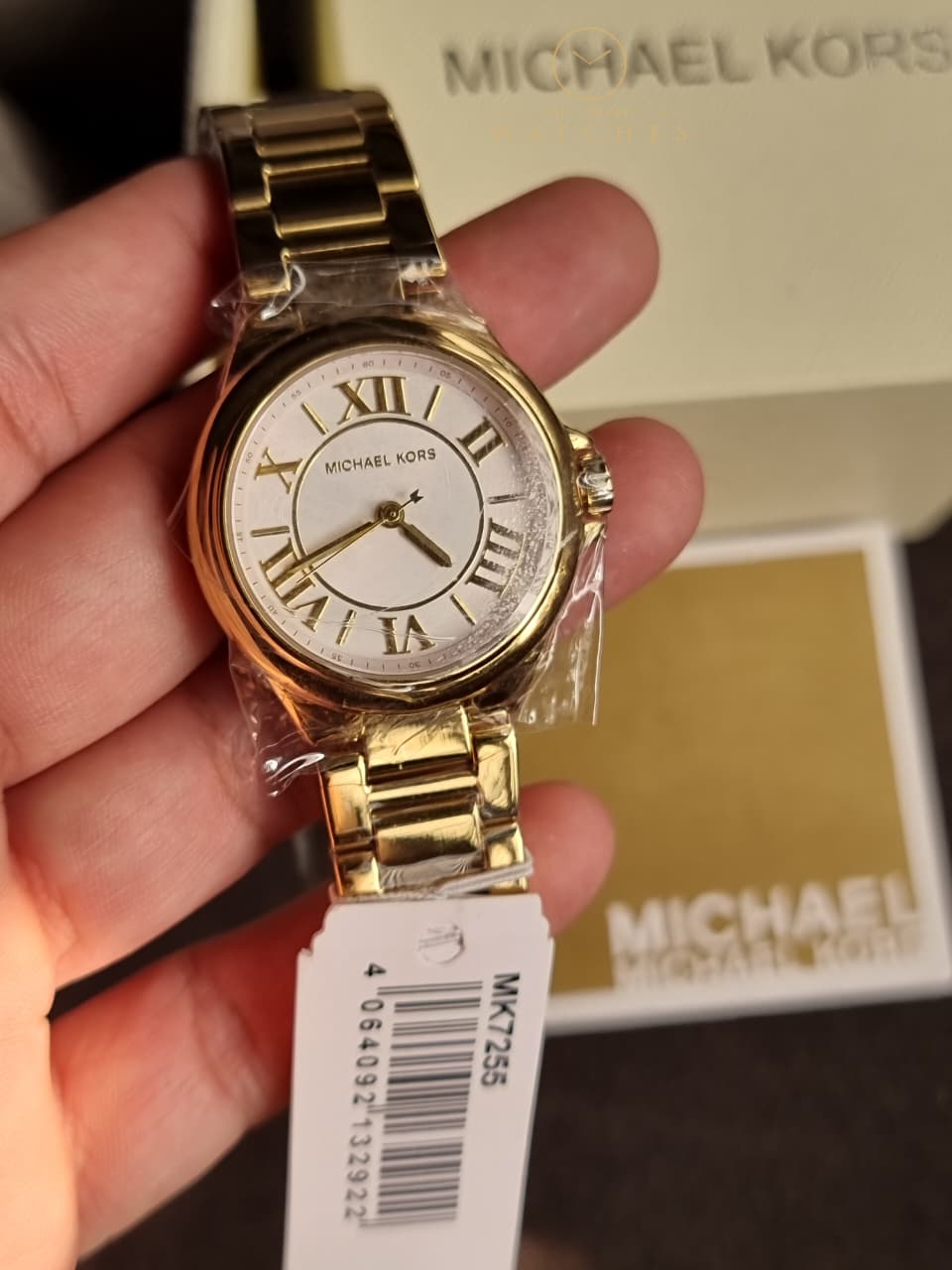 Michael Kors Women’s Quartz Gold Stainless Steel White Dial 33mm Watch MK7255
