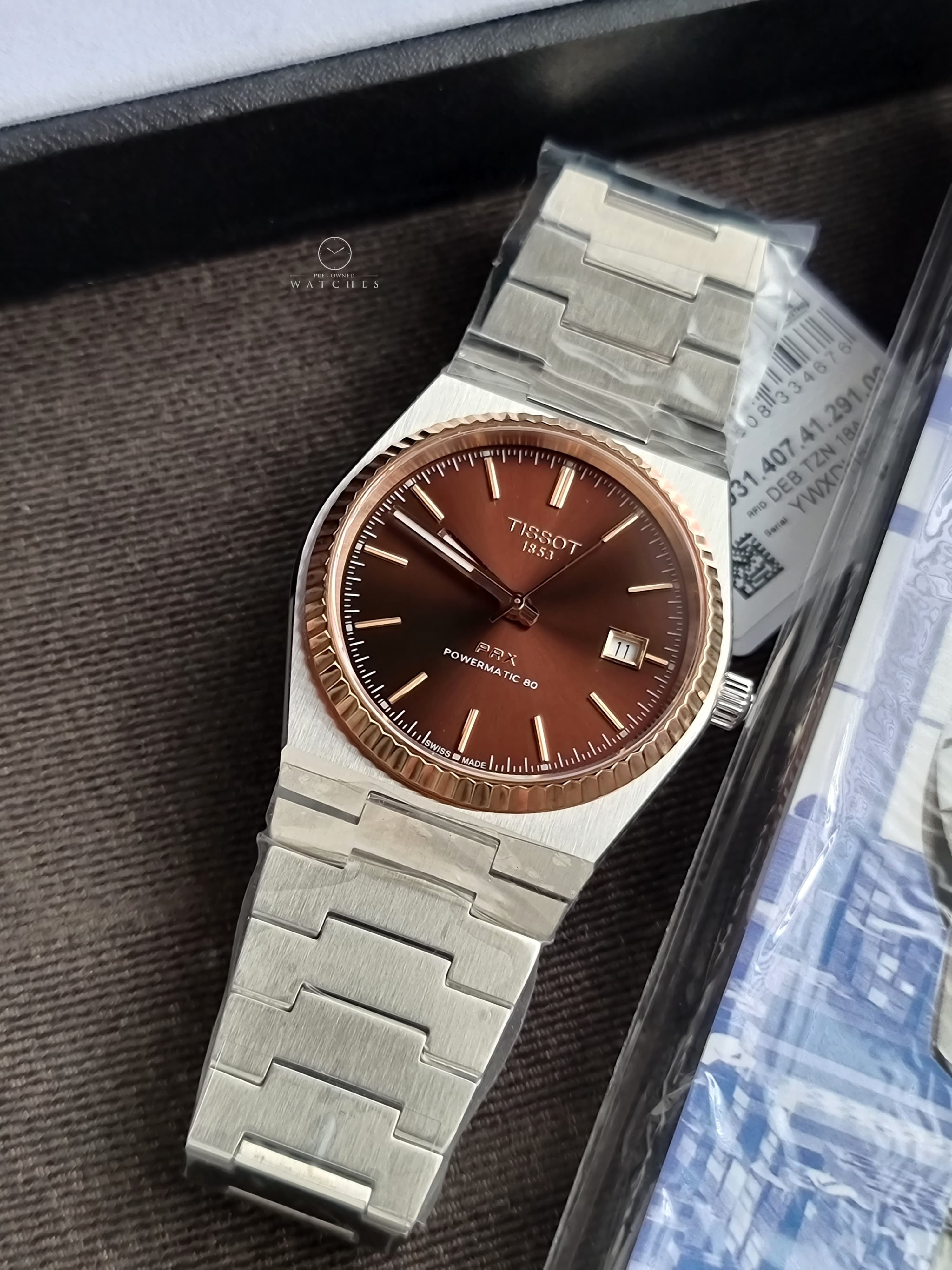 TISSOT PRX Powermatic 80 Gold Brown Dial Men's Watch T931.407.41.291.00