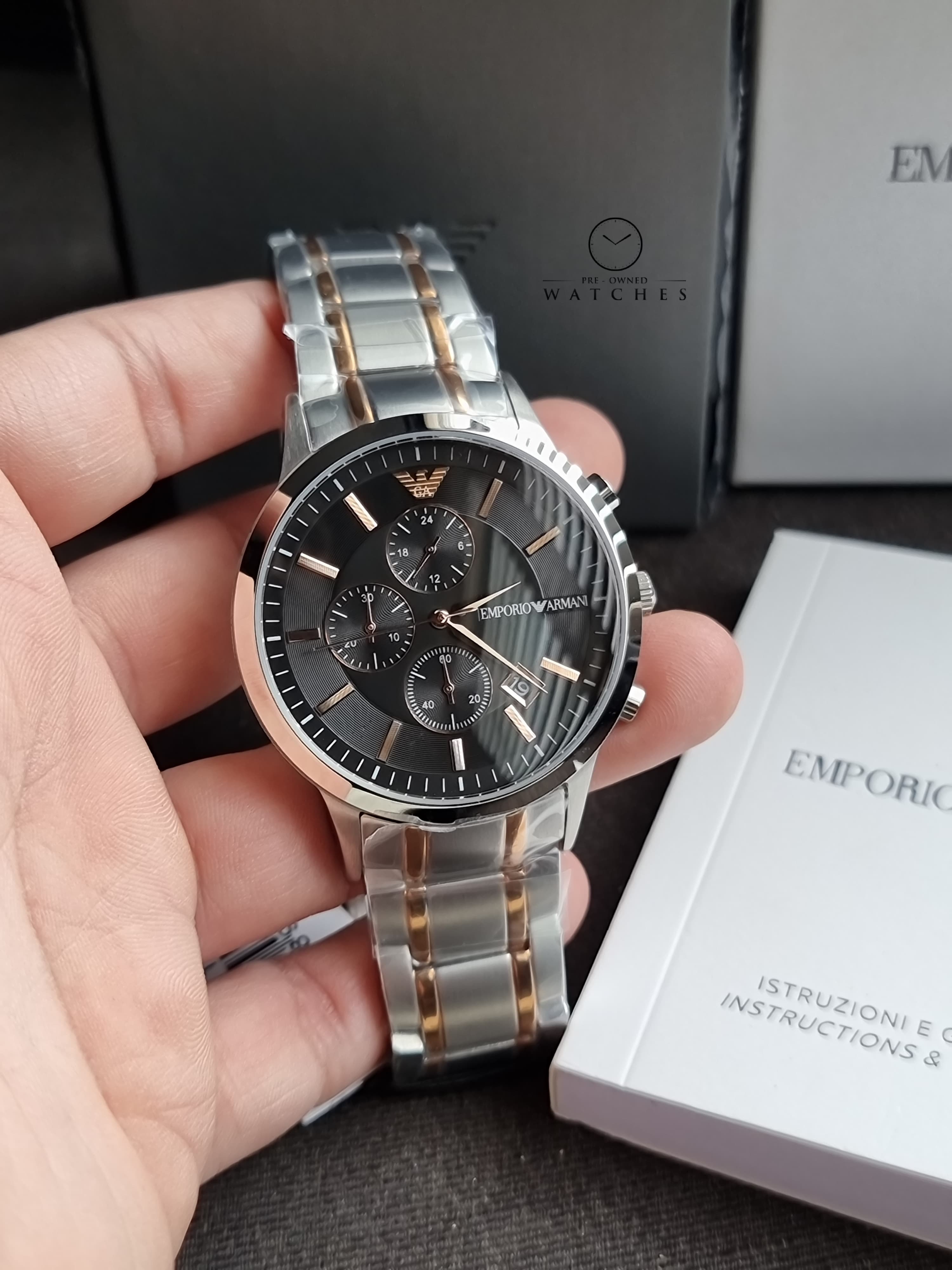 Emporio Armani Men’s Analogue Quartz Stainless Steel Black Dial 43mm Watch AR11165