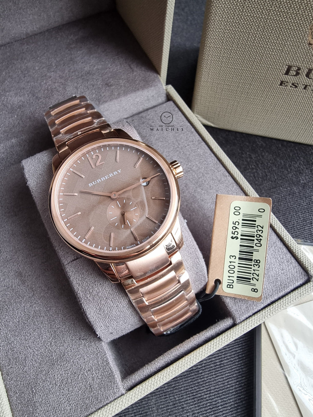 Burberry Men’s Swiss Made Stainless Steel Rose Gold Dial 40mm Watch BU10013