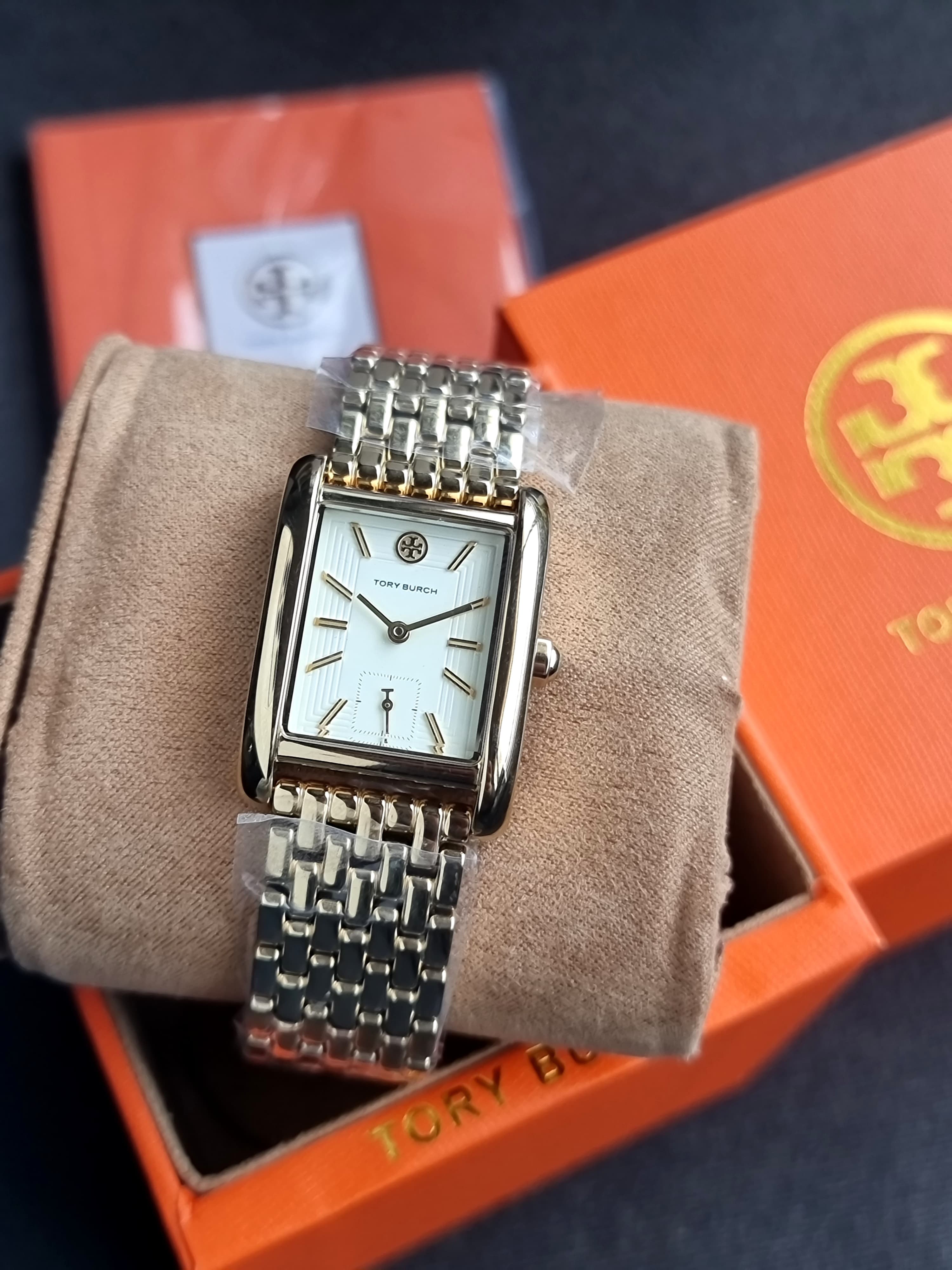 Tory Burch Eleanor White Dial Gold Steel Strap Watch for Women - TBW1060