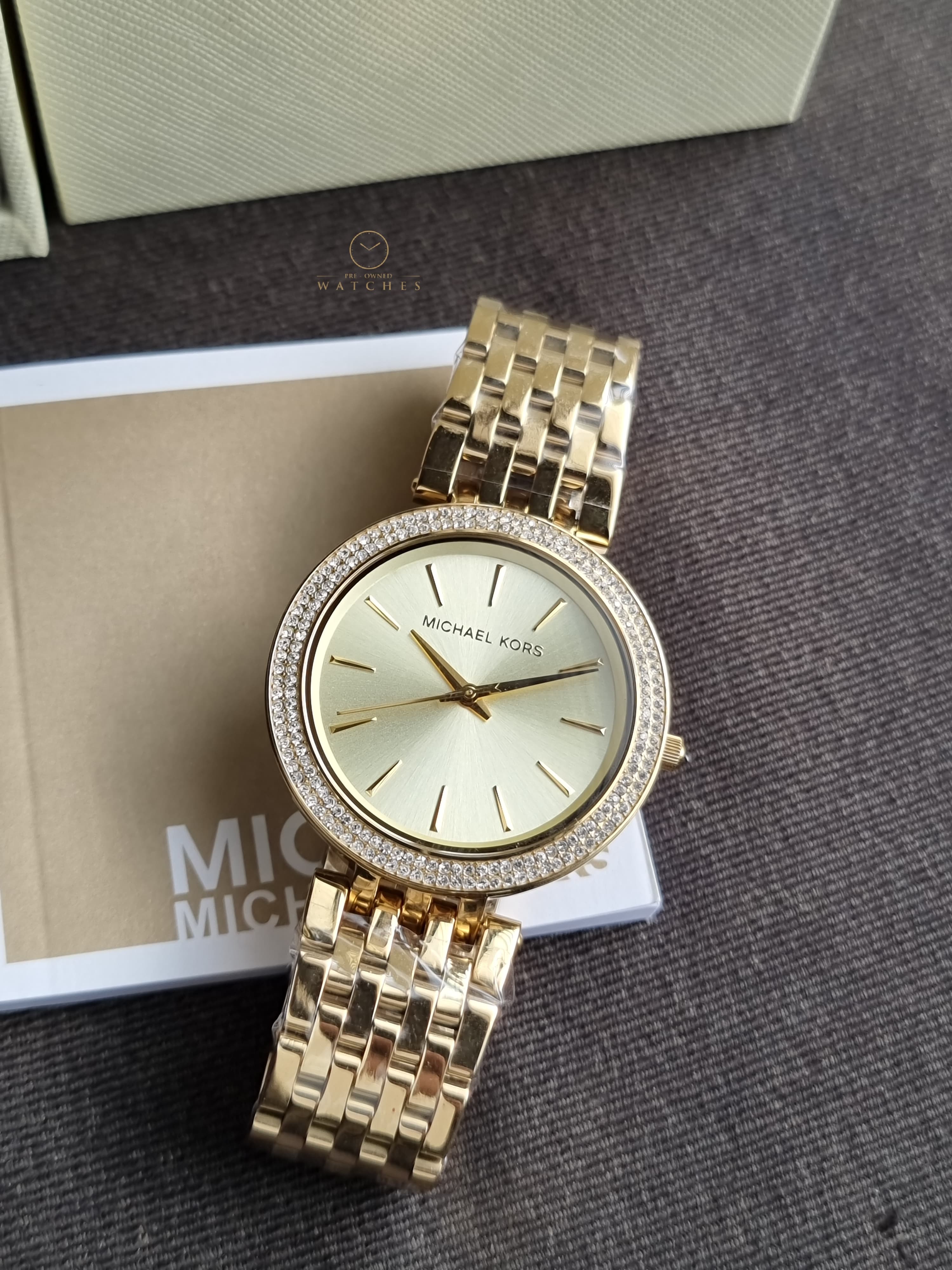 Michael Kors Darci Glitz Gold Dial Pave Bezel Ladies Watch MK3191