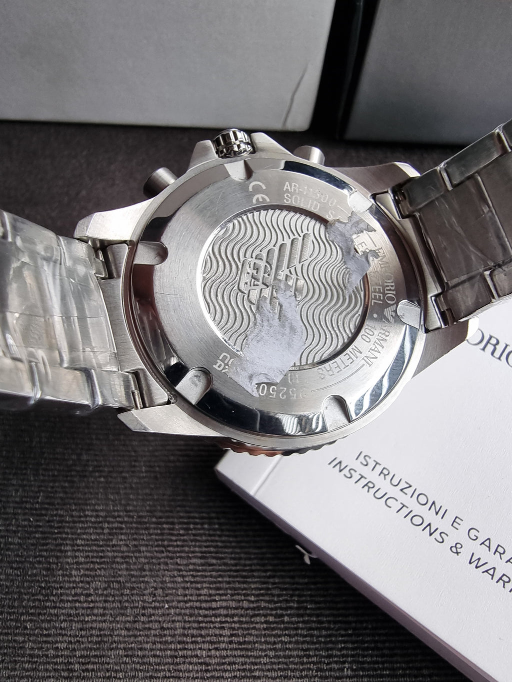 EMPORIO ARMANI Silver Stainless Steel Green Dial Chronograph Quartz Watch for Gents - AR11500