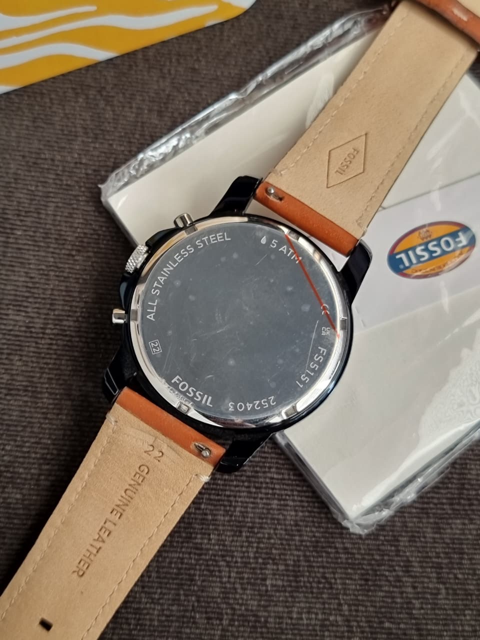 Fossil Men’s Chronograph Quartz Brown Leather Strap Blue Dial 44mm Watch FS5151