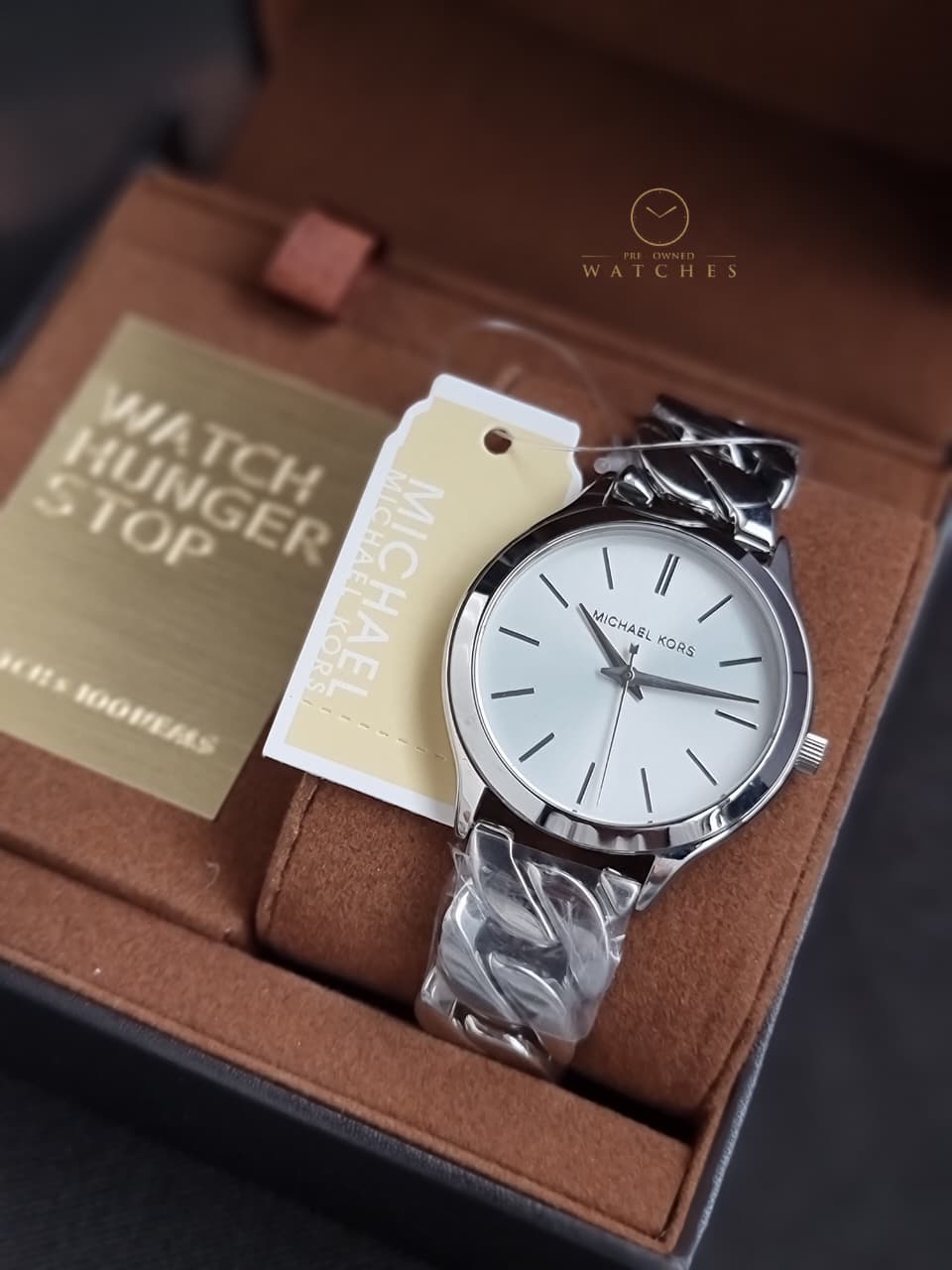 Michael Kors Runway Three-Hand 37mm Silver Dial Silver Steel Strap Watch for Women - MK7474