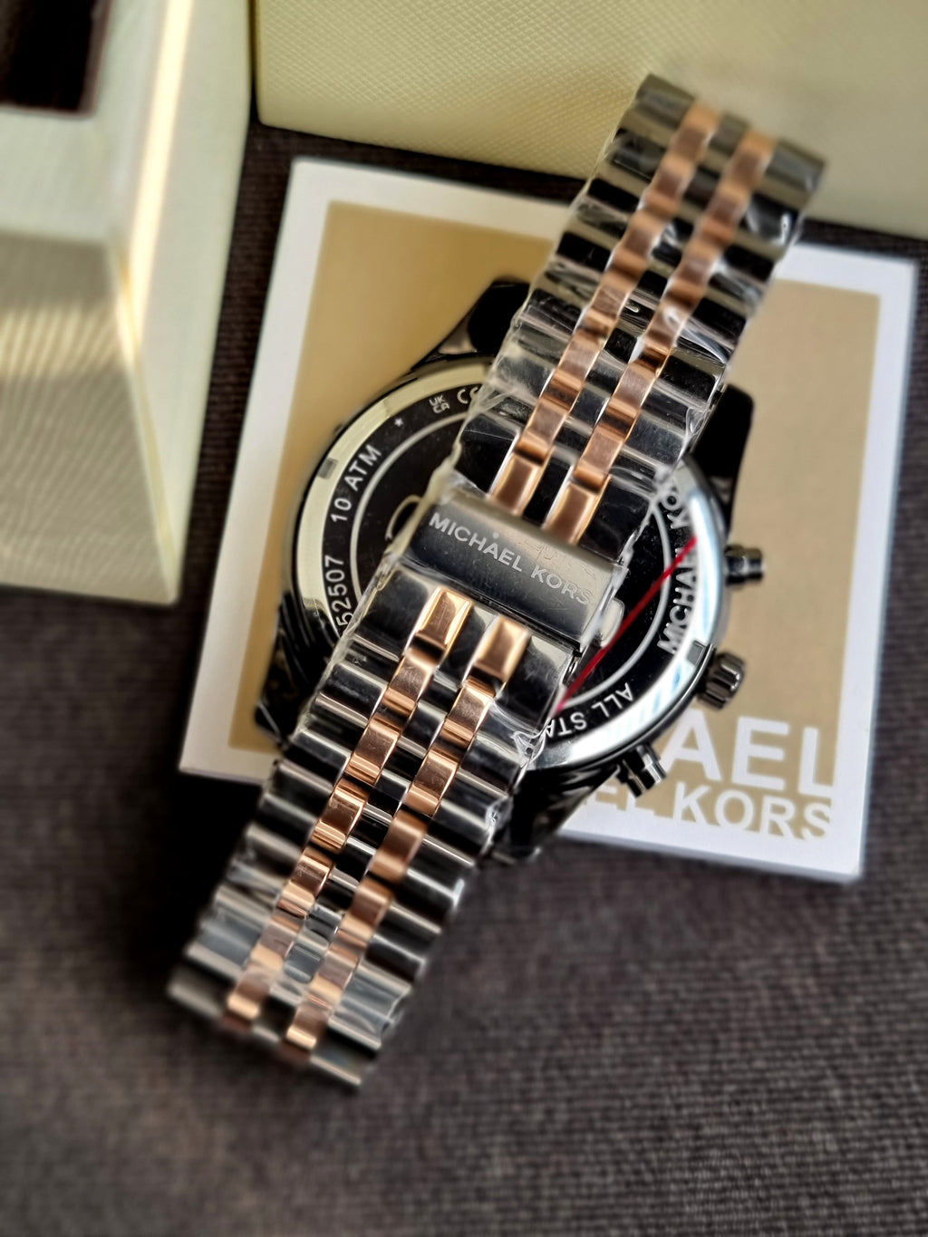 Michael Kors Lexington Two-tone Stainless Steel Black Dial Chronograph Quartz Watch for Gents - MK8561(without Tag)