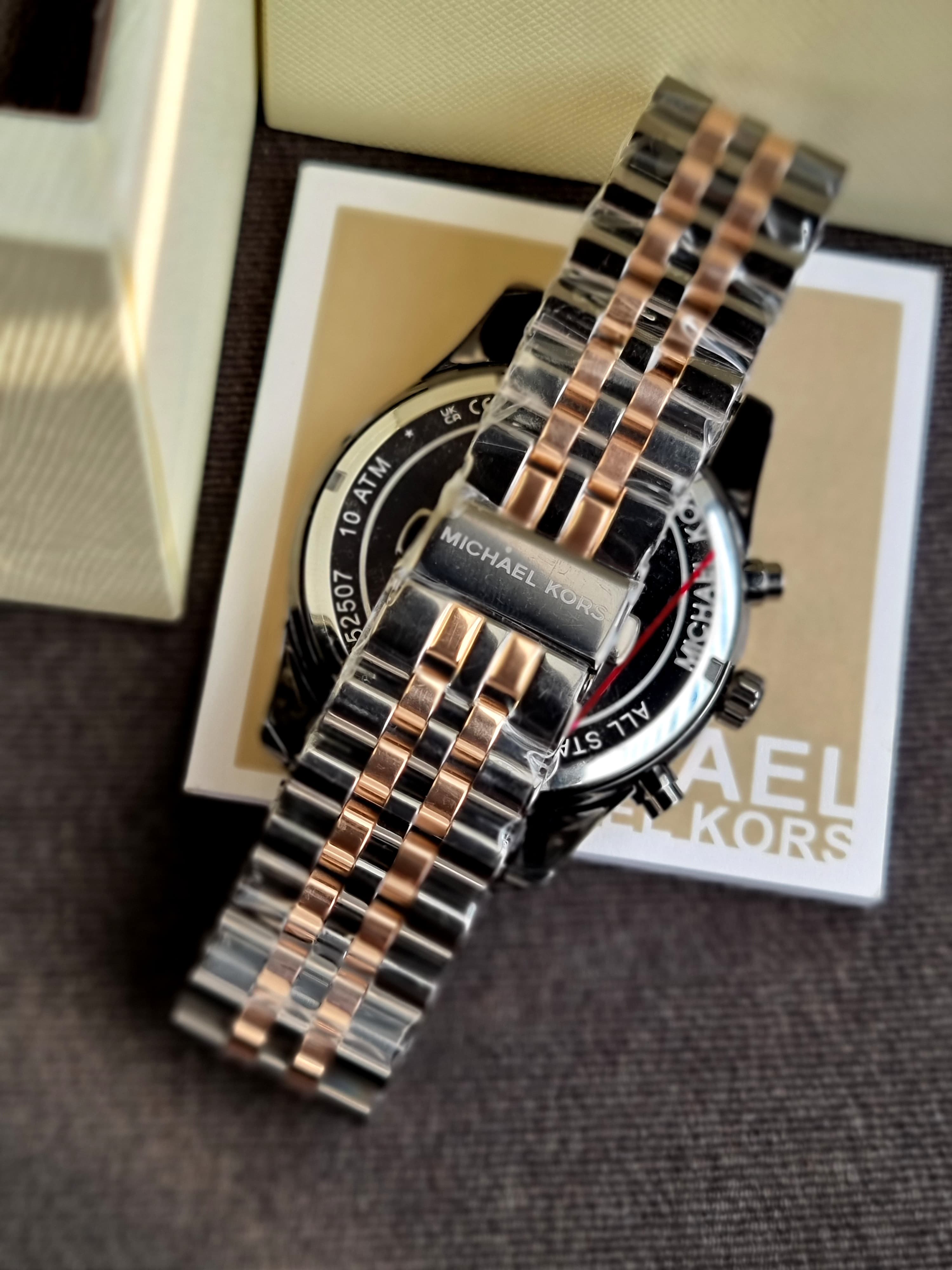 Michael Kors Lexington Two-tone Stainless Steel Black Dial Chronograph Quartz Watch for Gents - MK8561