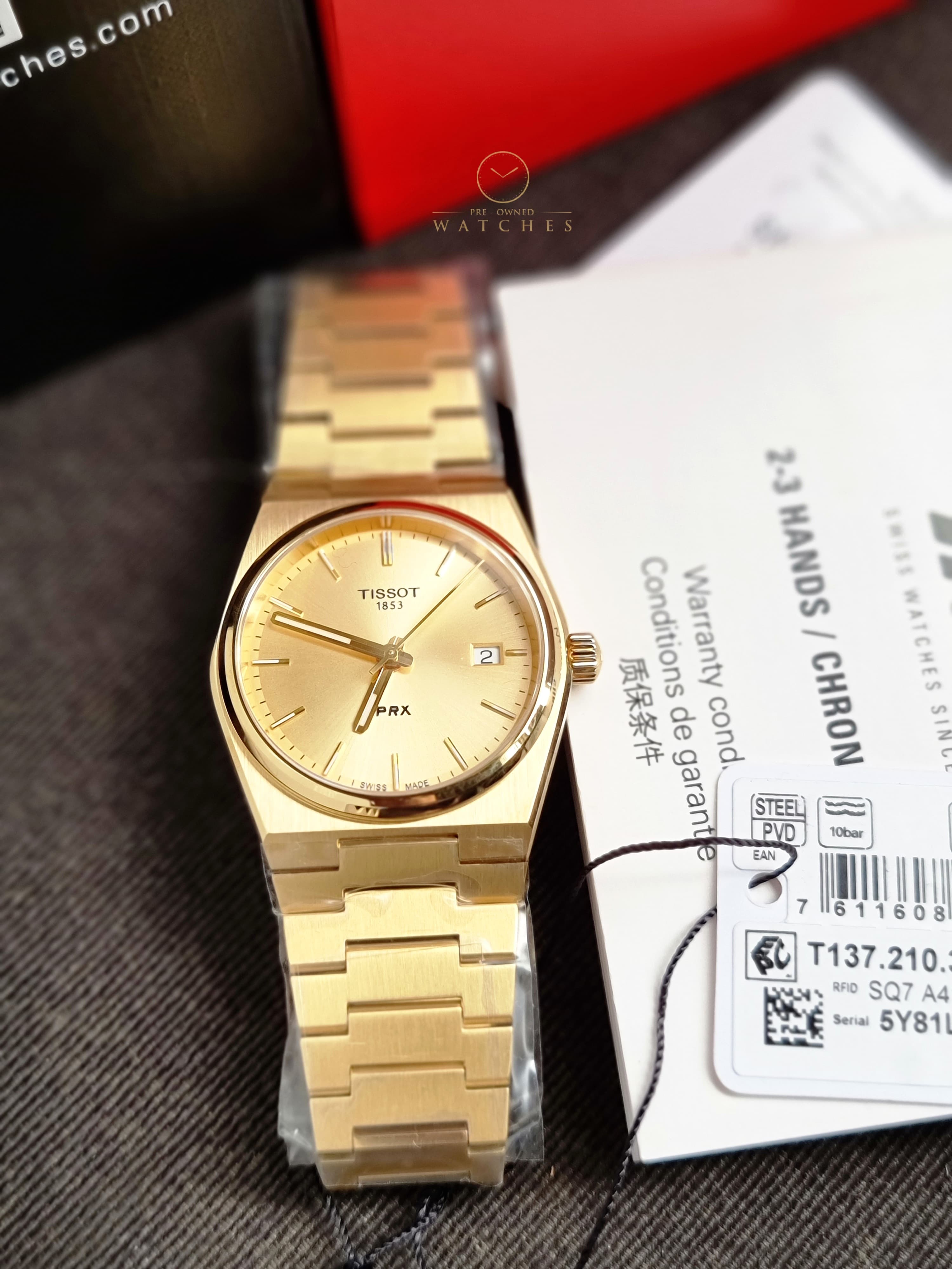 TISSOT PRX T137.210.33.021.00 Watch 35mm Champagne Gold Quartz