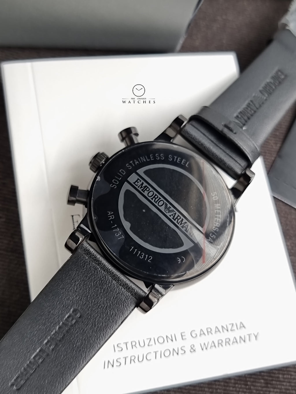 Emporio Armani Men’s Quartz Black Leather Strap Black Dial 41mm Watch AR1737