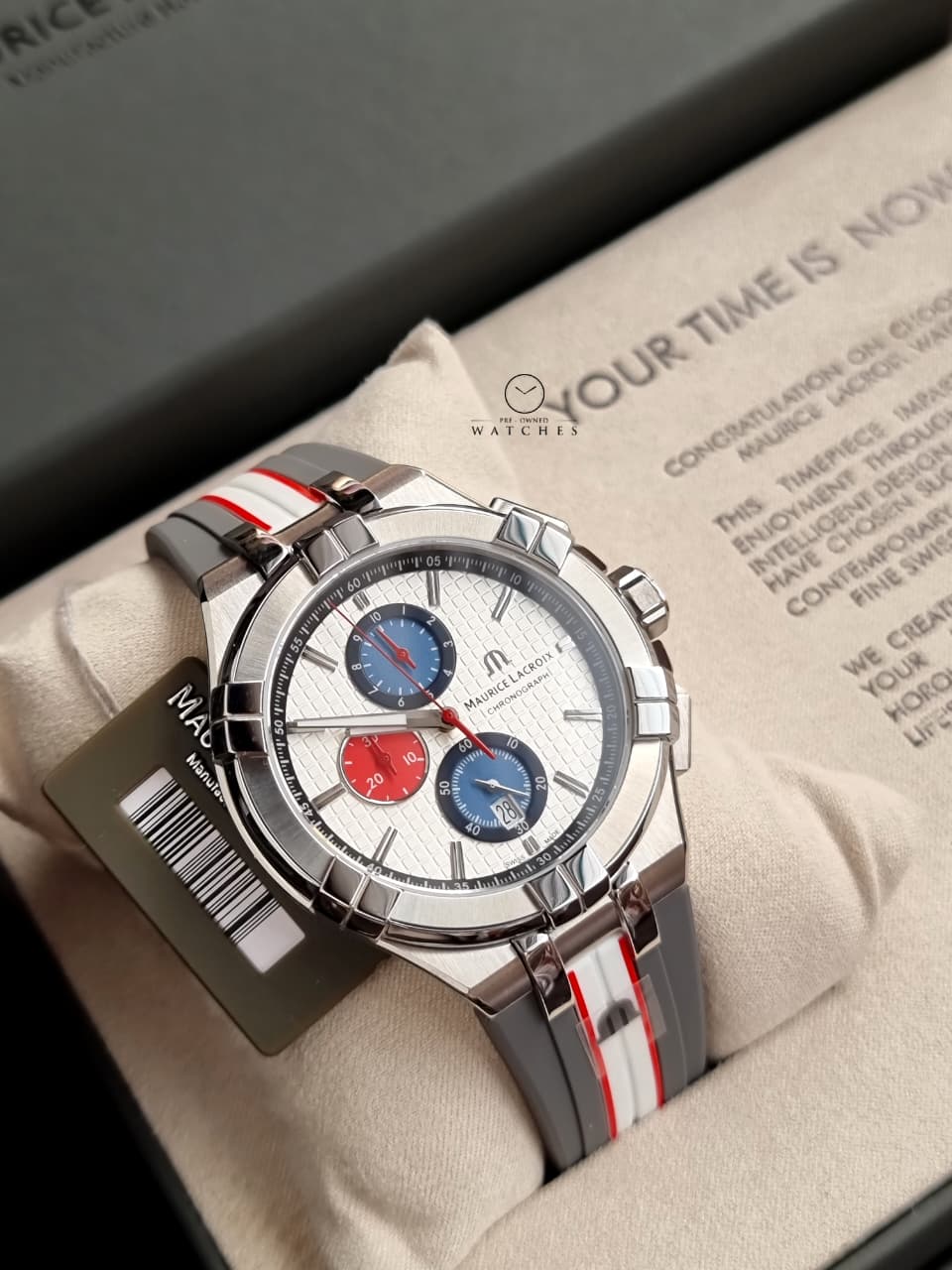 Maurice Lacroix Aikon Two-tone Silicone Strap White Dial Chronograph Quartz Watch for Gents - TT031-130-2