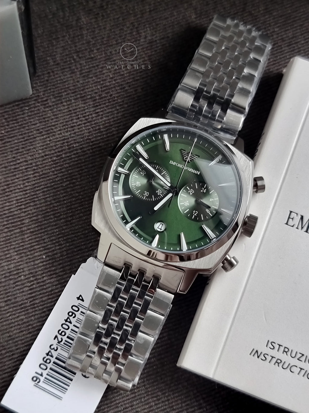Emporio Armani Aviator Green 40mm Dial Rectangular Men's Watch- AR11689