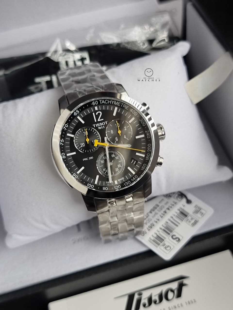Tissot PRC 200 Quartz Chronograph Black 43mm Dial Stainless Steel Men's Watch T114.417.11.057.00