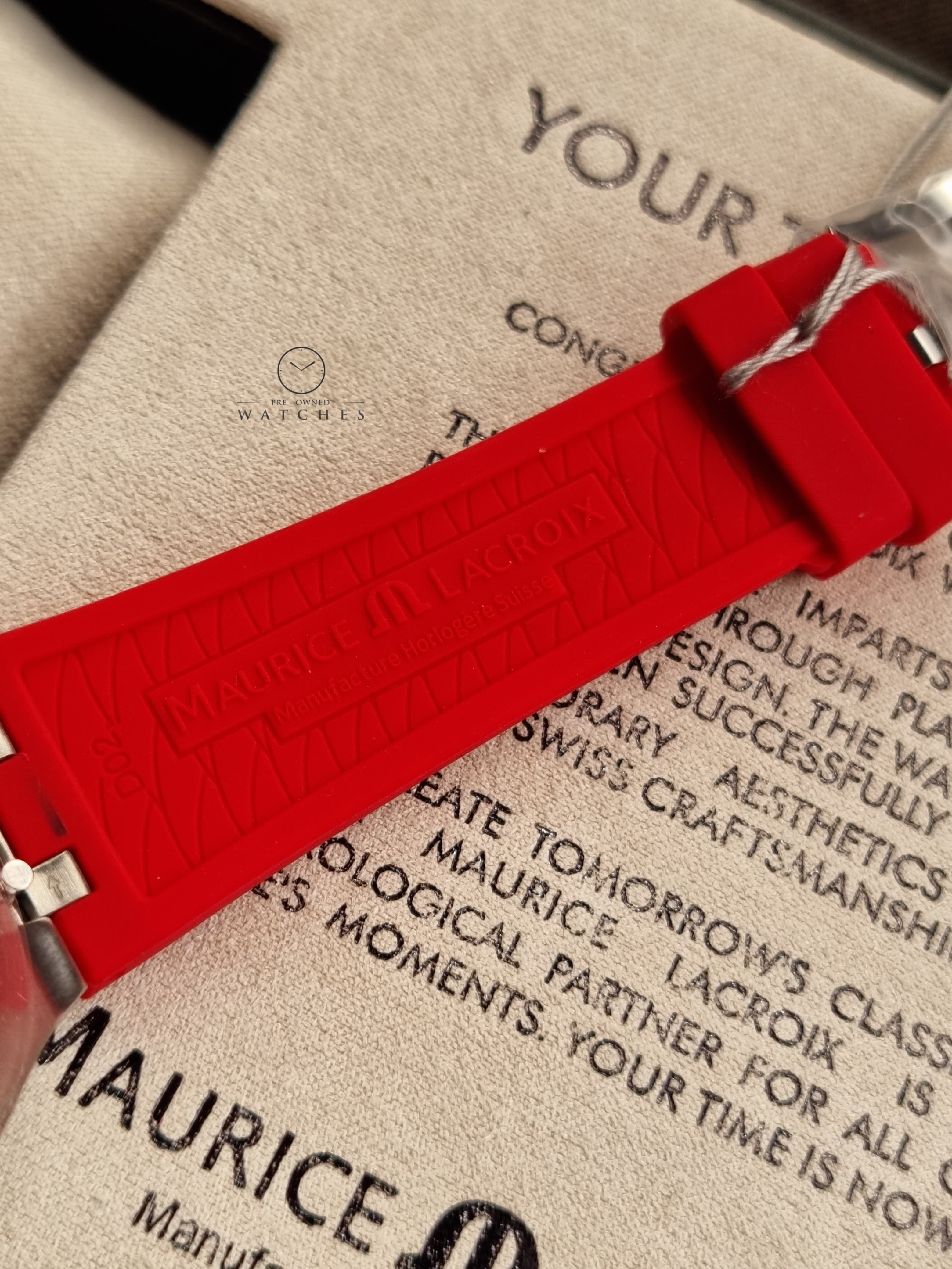 Maurice Lacroix Aikon Beach Volley Vikings Limited Edition Red Dial Red Rubber Strap Watch for Men - AI1018-SS001-530-6