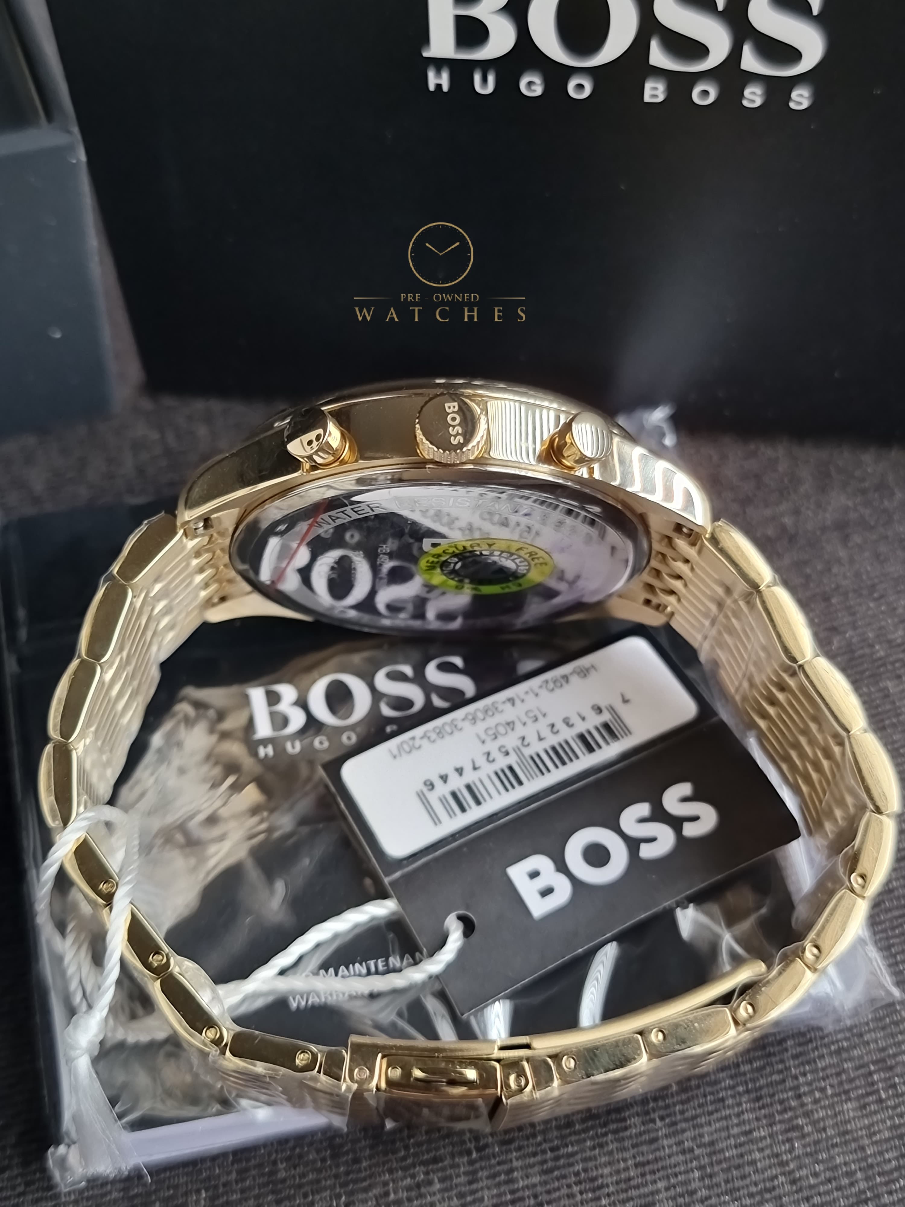 Hugo Boss Men’s Quartz Gold Stainless Steel Grey Dial 45mm Watch 1514051