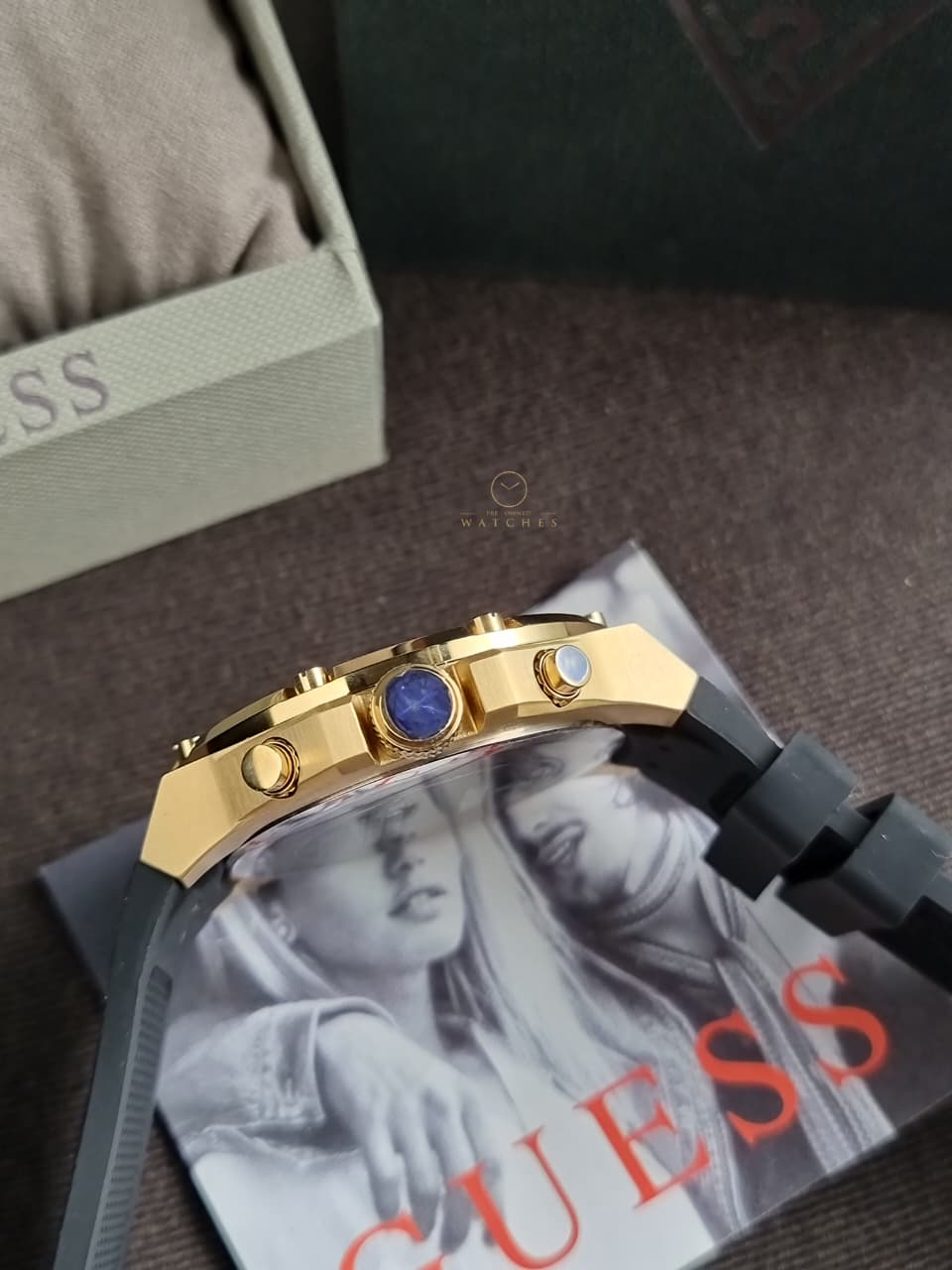 Guess Third Gear Black Silicone Strap Black Dial Chronograph Quartz Watch for Gents - GW0334G2