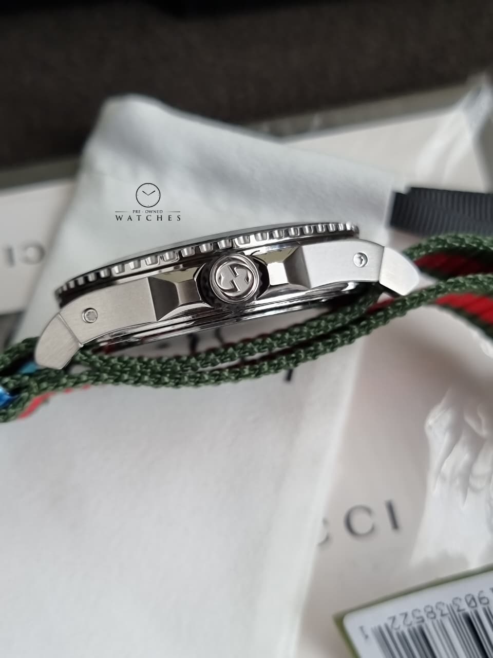 Gucci Dive Two-tone Leather Black Dial Quartz Watch for Gents - YA136209