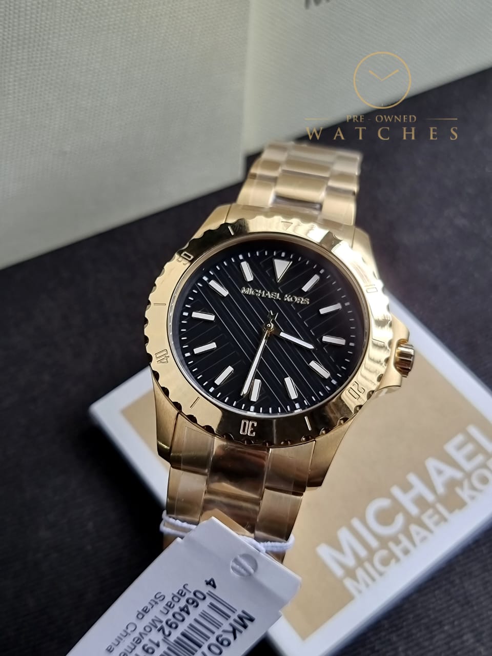 Michael Kors Men’s Quartz Gold Stainless Steel Black Dial 40mm Watch MK9078