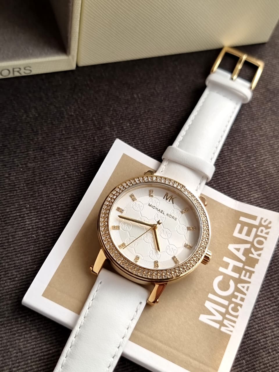 Michael Kors Women’s Quartz White Leather Strap White Dial 38mm Watch MK7551
