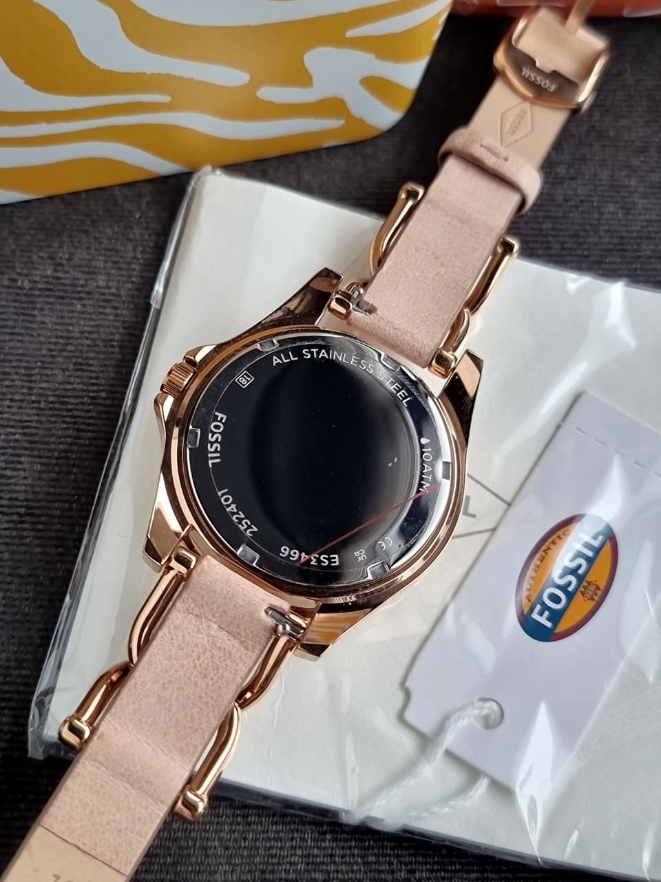 Fossil Riley Multifunction 38mm Rose Gold-Tone and Sand Leather Watch-  ES3466