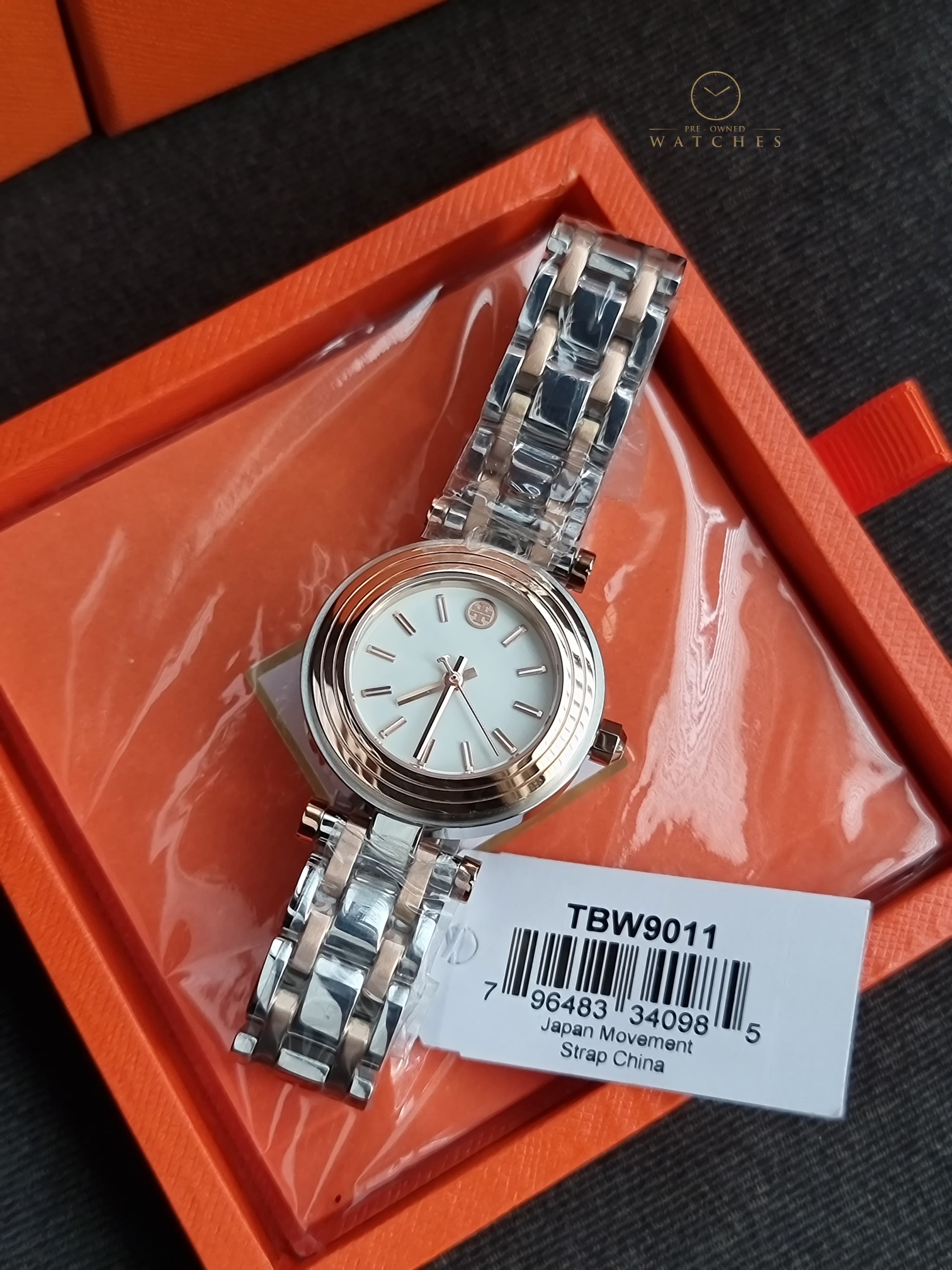 Tory Burch classic t watch two tone rose gold silver women's watch tbw9011