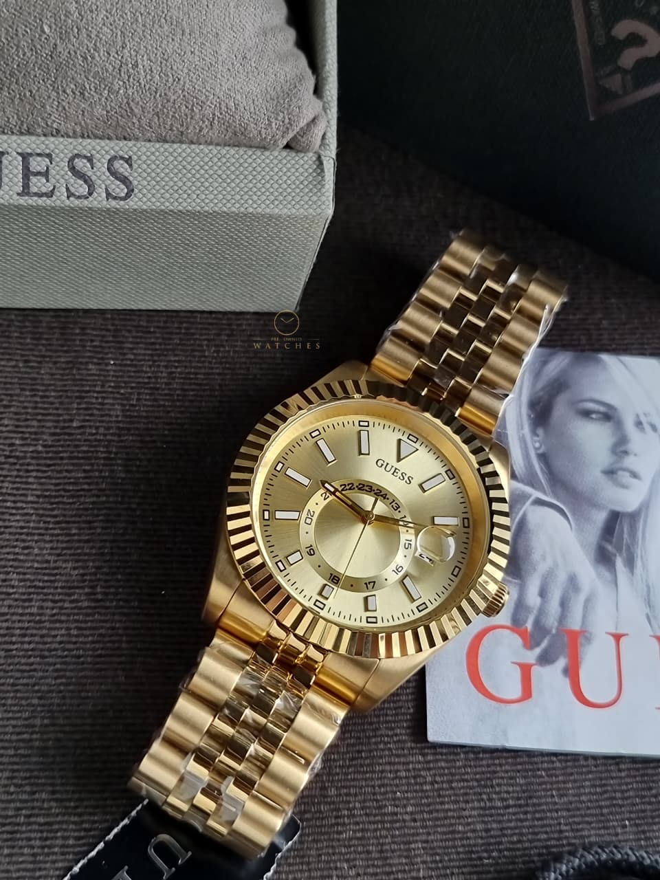 GUESS Champagne Round 42mm Dial Analog Men's Watch - GW0977G2