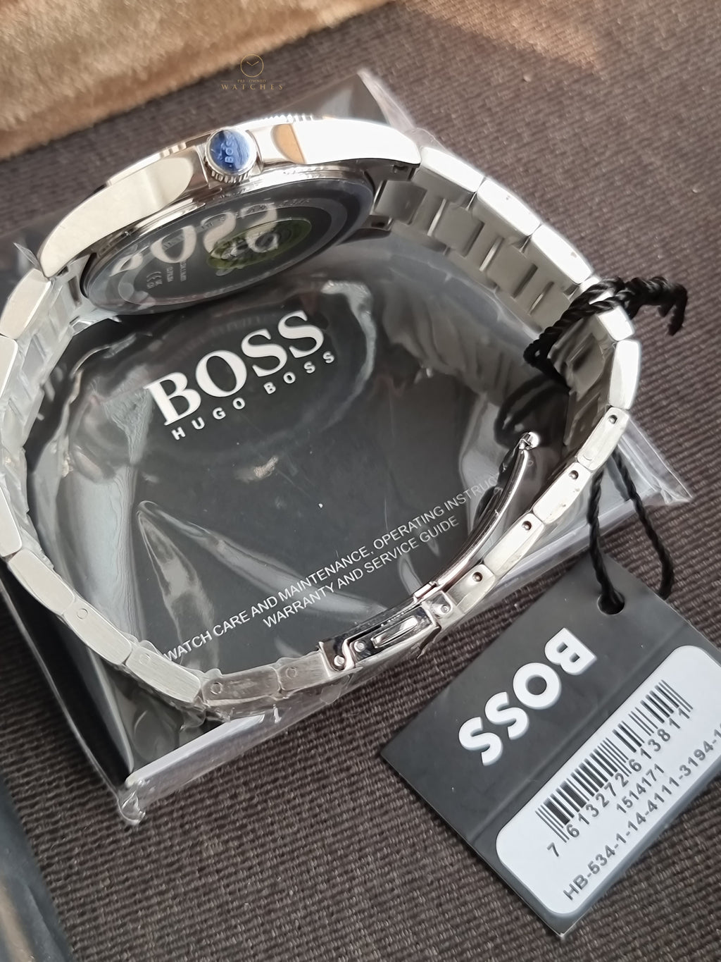 Hugo Boss Strike Silver-tone Chain Grooved Turquoise 41mm Dial Men's Watch 1514171