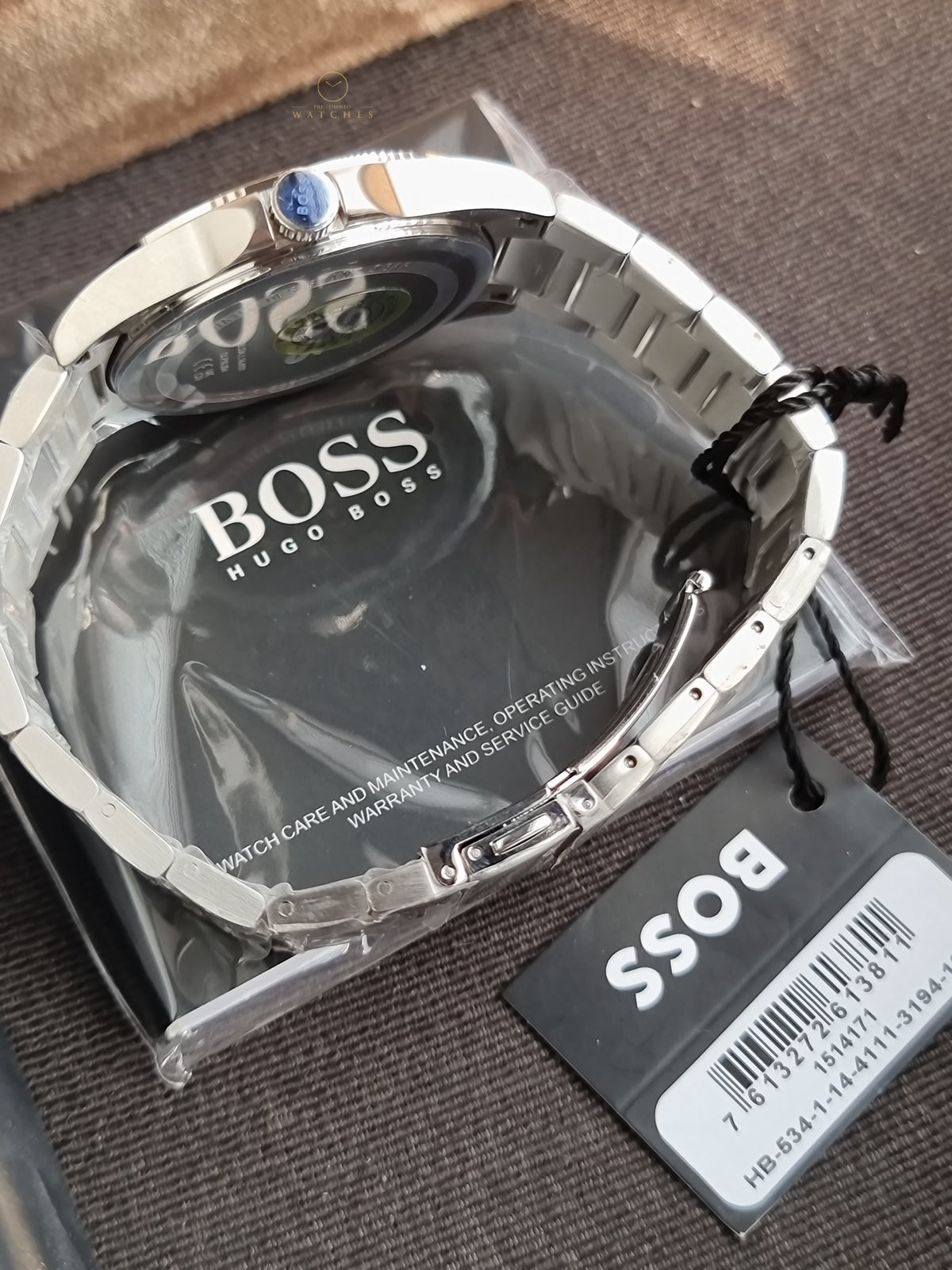 Hugo Boss Strike Silver-tone Chain Grooved Turquoise 41mm Dial Men's Watch 1514171