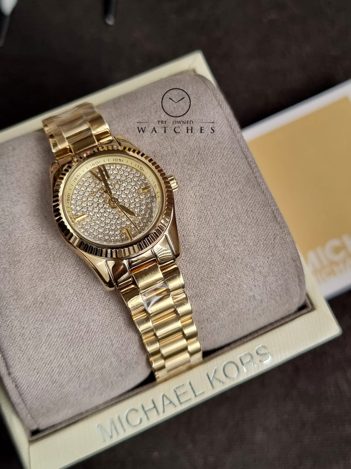 Michael Kors Women’s Quartz Gold Stainless Steel Crystal Pave Dial 26mm Watch MK3691