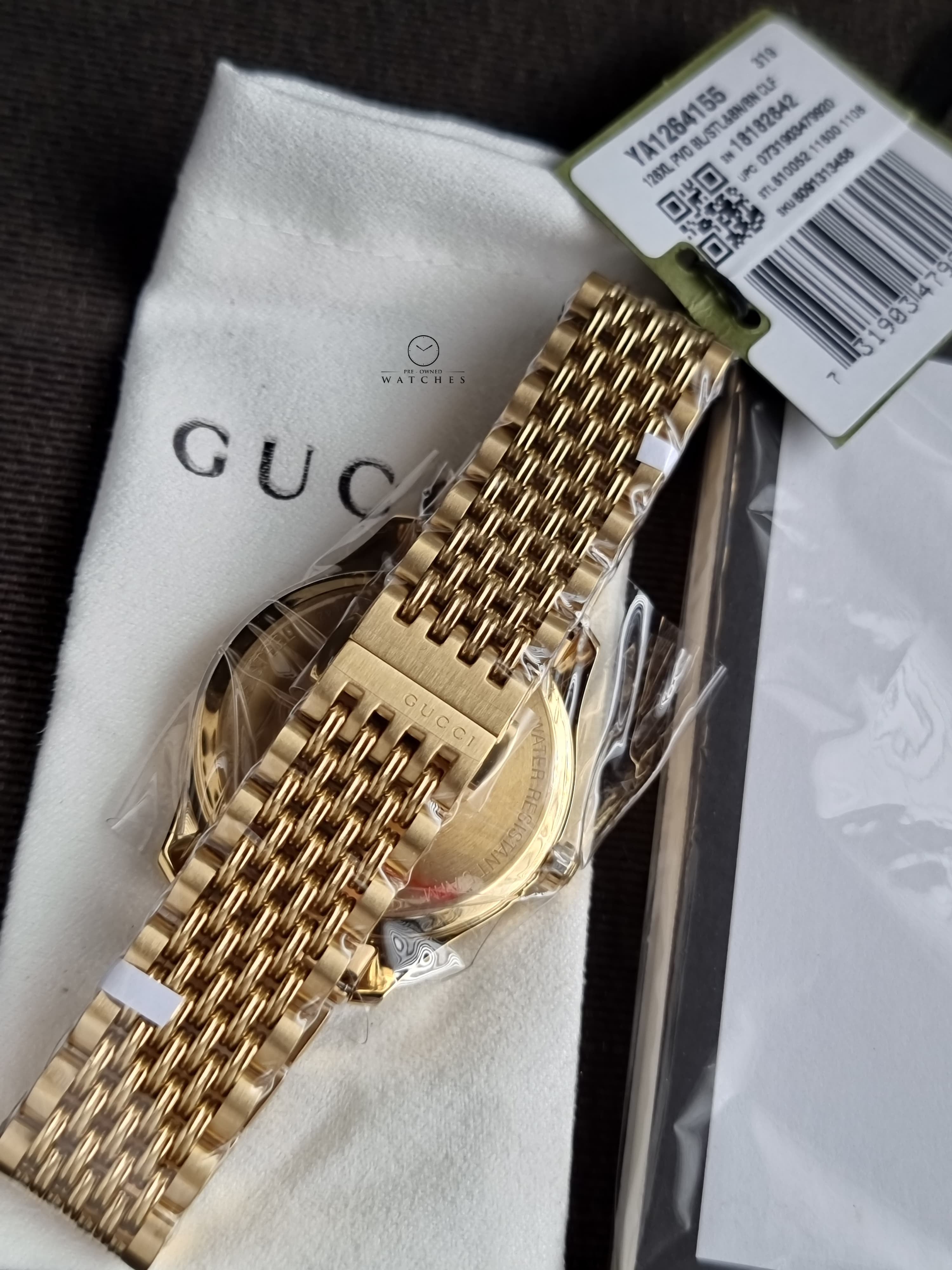 Gucci G-Timeless Gold Stainless Steel Silver 36mm Dial Quartz Watch for Ladies- YA1264155