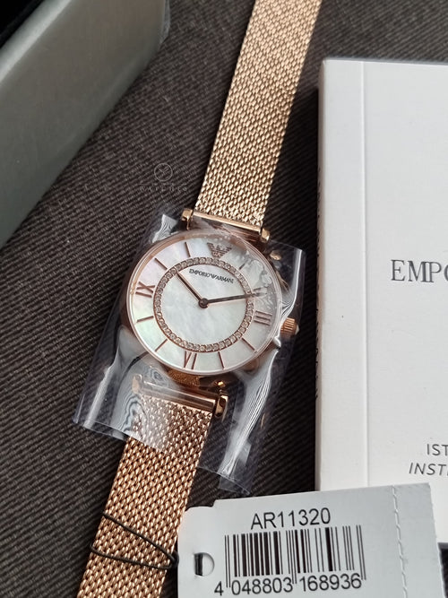 Emporio Armani Women’s Analog Stainless Steel Mother of Pearl Dial 32mm Watch AR11320