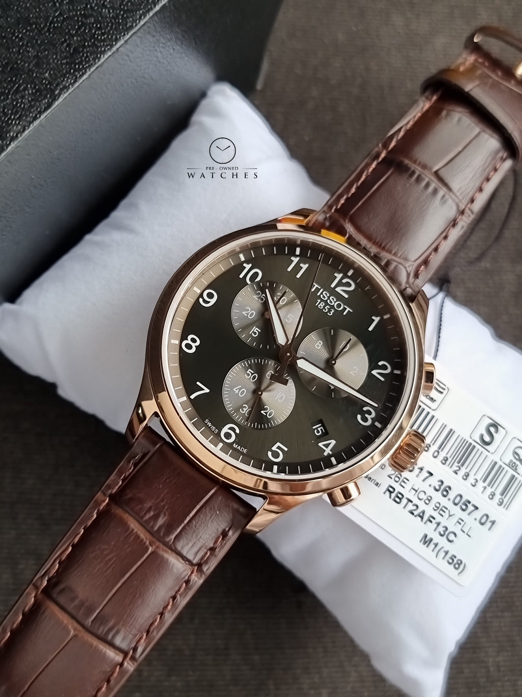 Tissot Chrono XL Classic Brown Leather strap Black Dial Quartz Watch for Men's T116.617.36.057.01